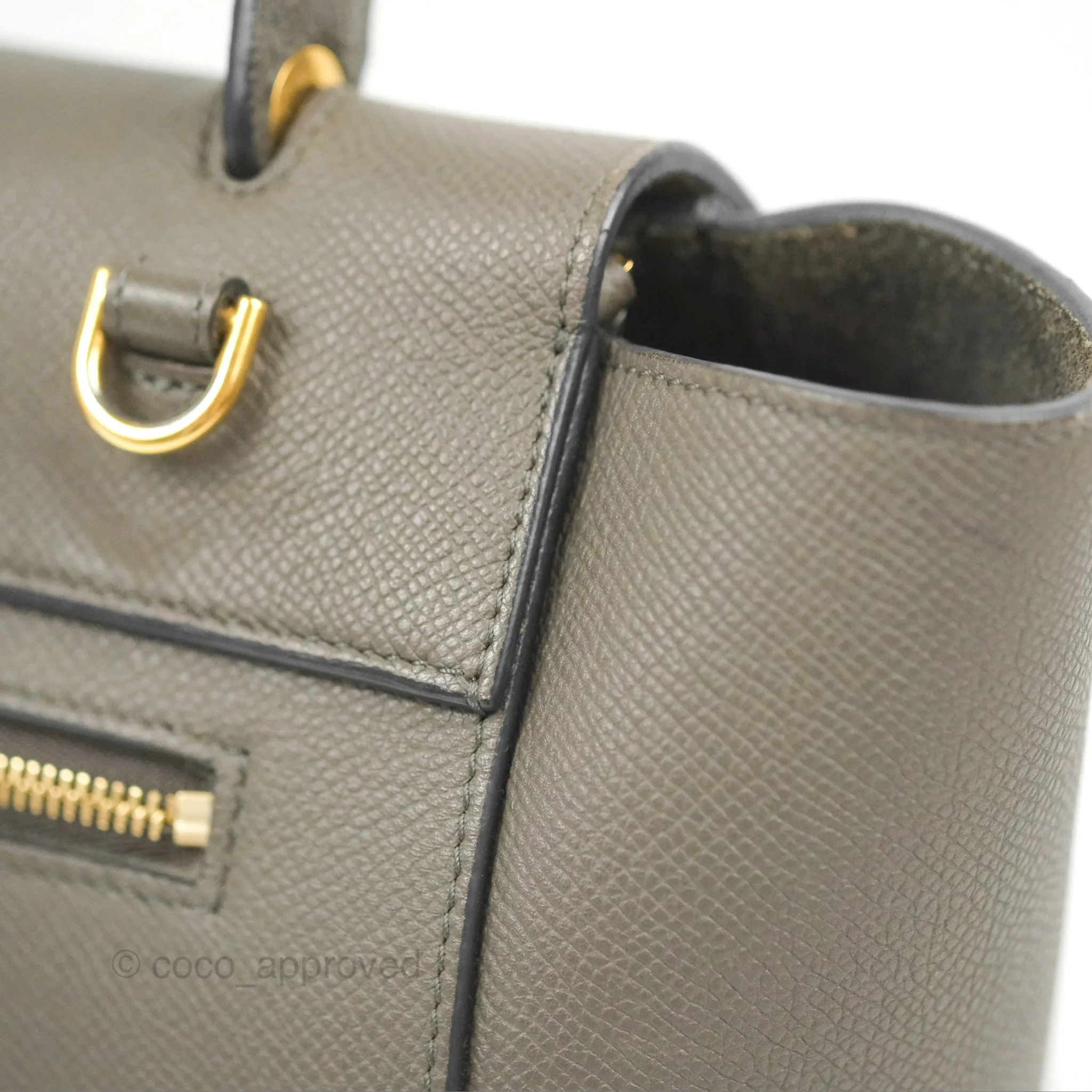 Celine Micro Belt Bag Grey Grained Calfskin Gold Hardware