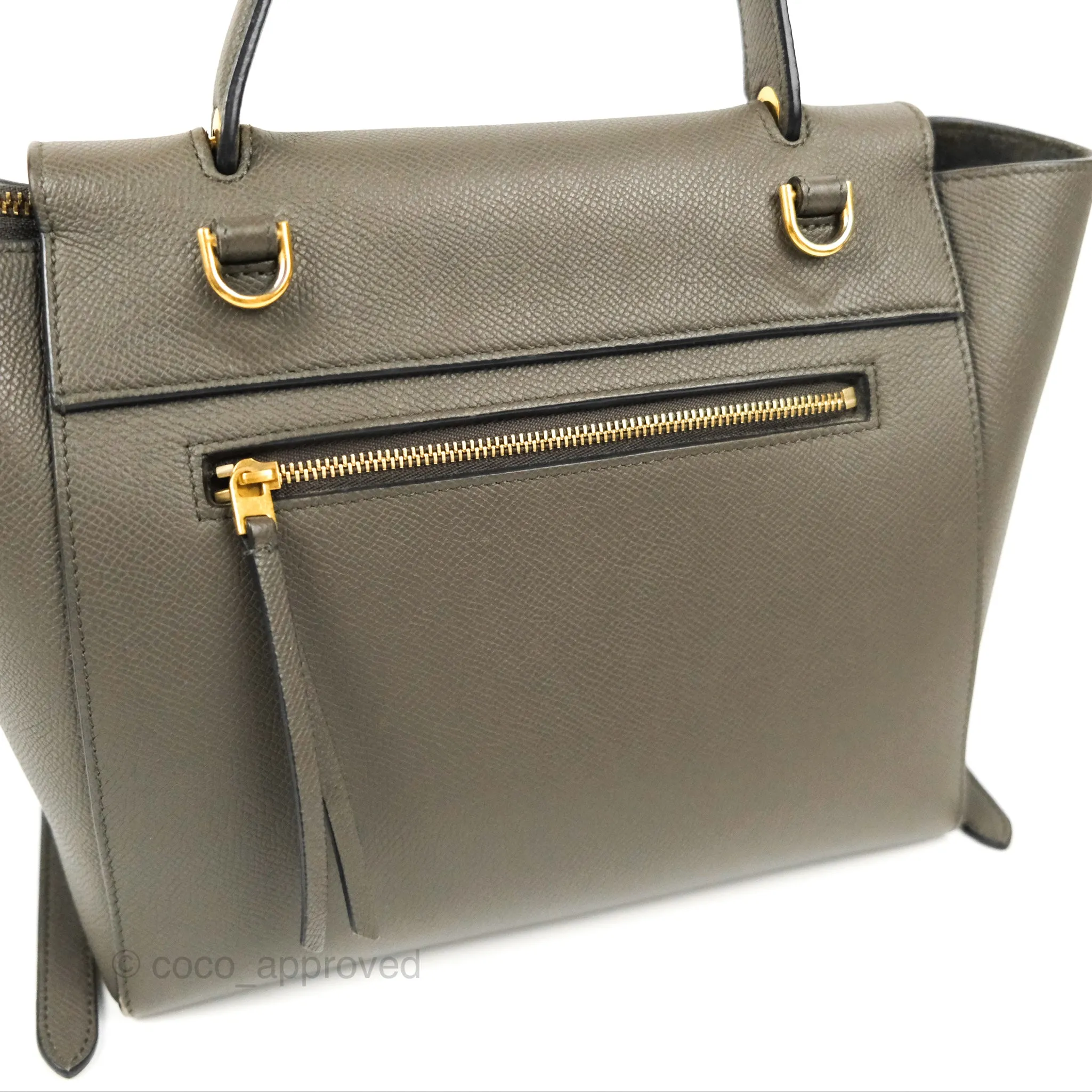 Celine Micro Belt Bag Grey Grained Calfskin Gold Hardware