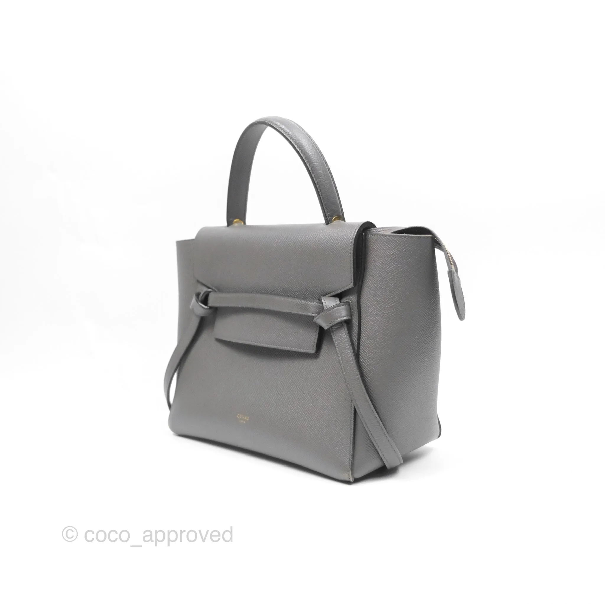 Celine Micro Belt Bag Grey Grained Calfskin Gold Hardware