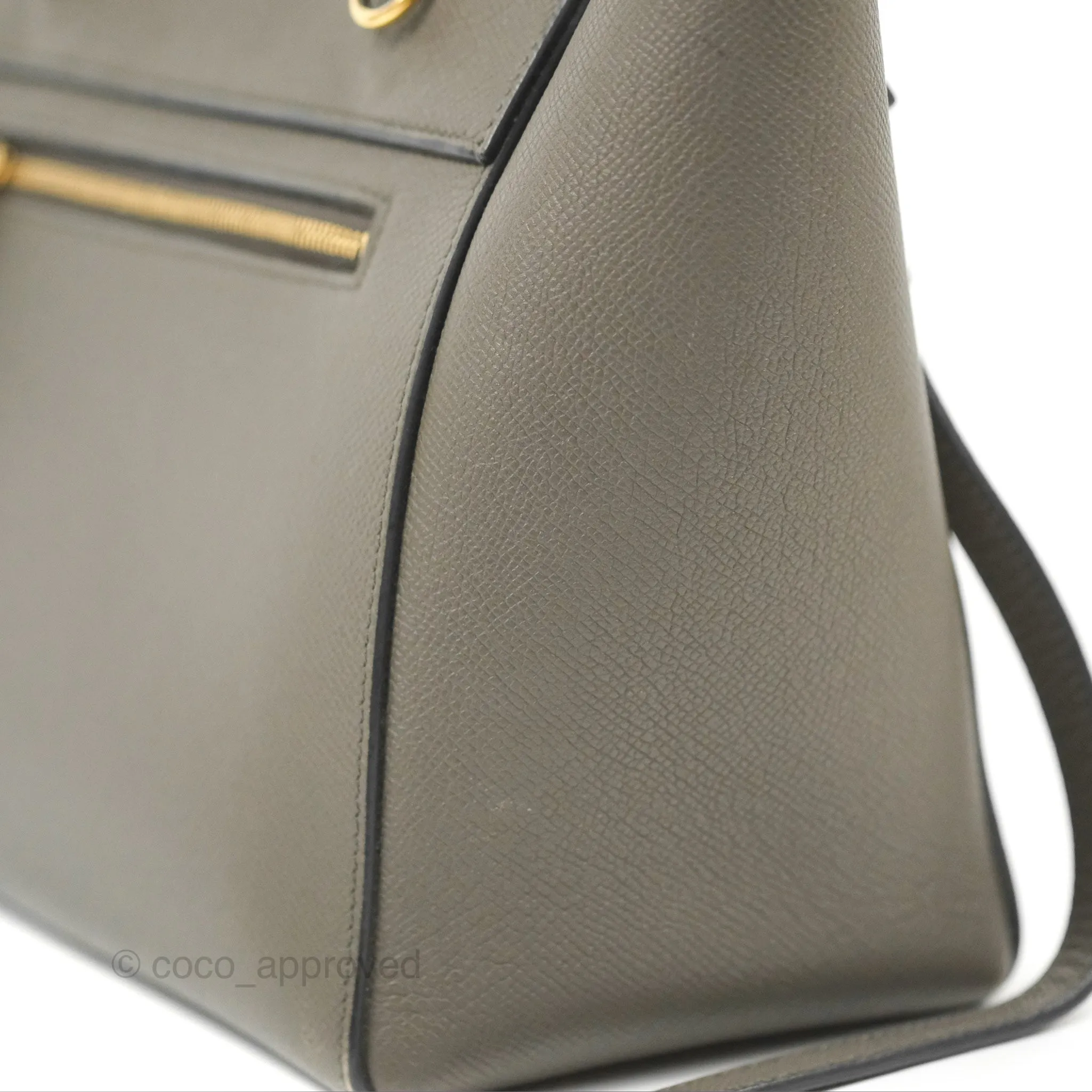 Celine Micro Belt Bag Grey Grained Calfskin Gold Hardware