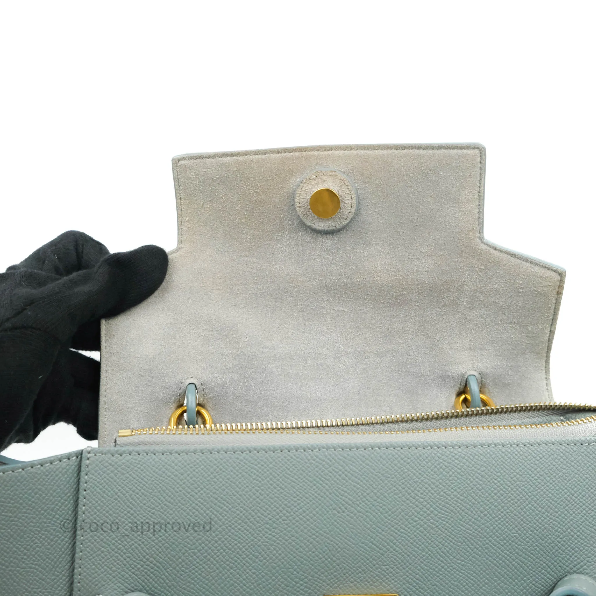 Celine Micro Belt Bag Light Blue Grained Calfskin Gold Hardware