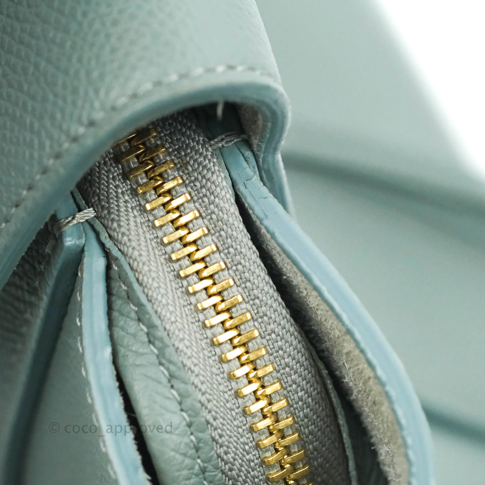 Celine Micro Belt Bag Light Blue Grained Calfskin Gold Hardware