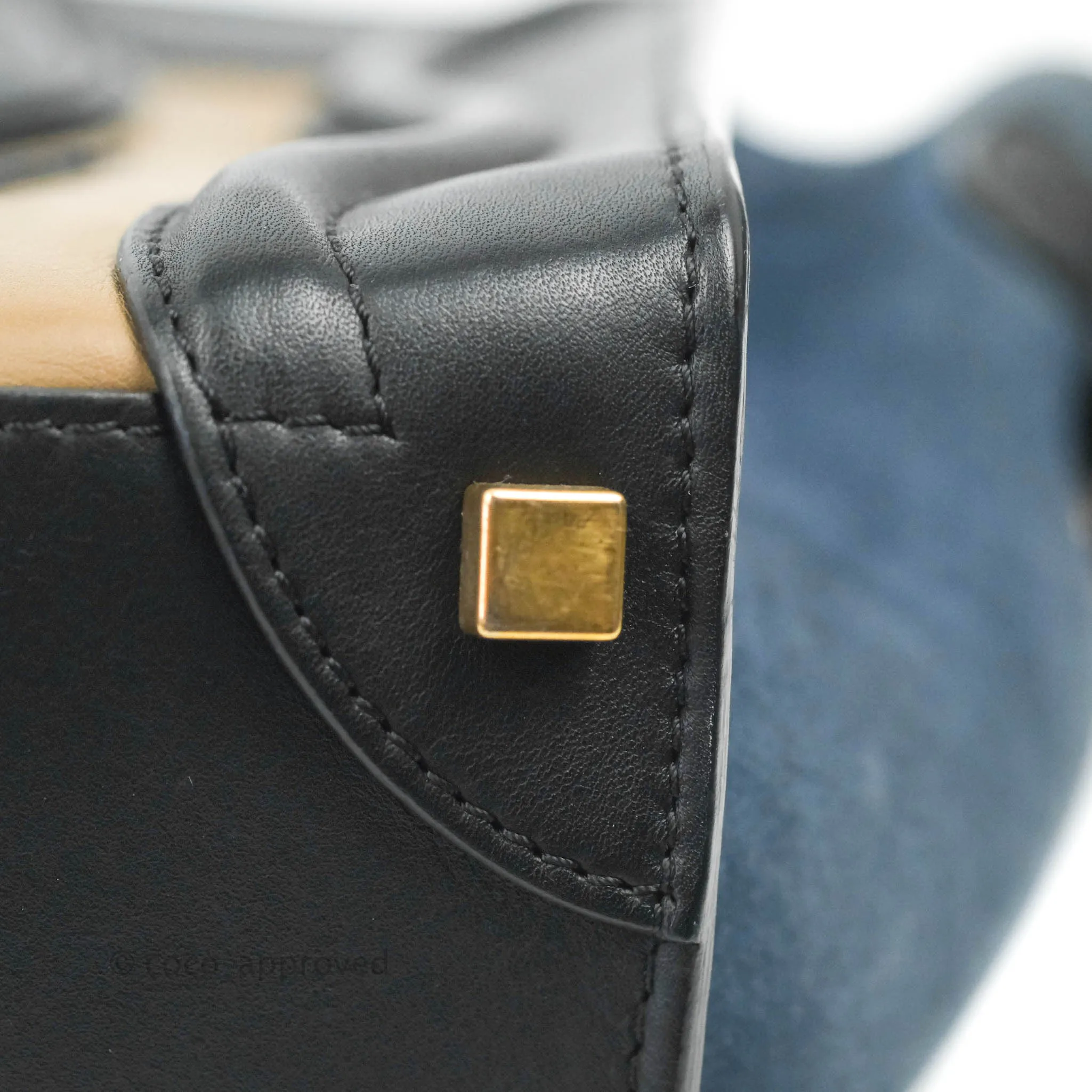 Celine Micro Luggage Bag Navy/Beige/Black Calfskin