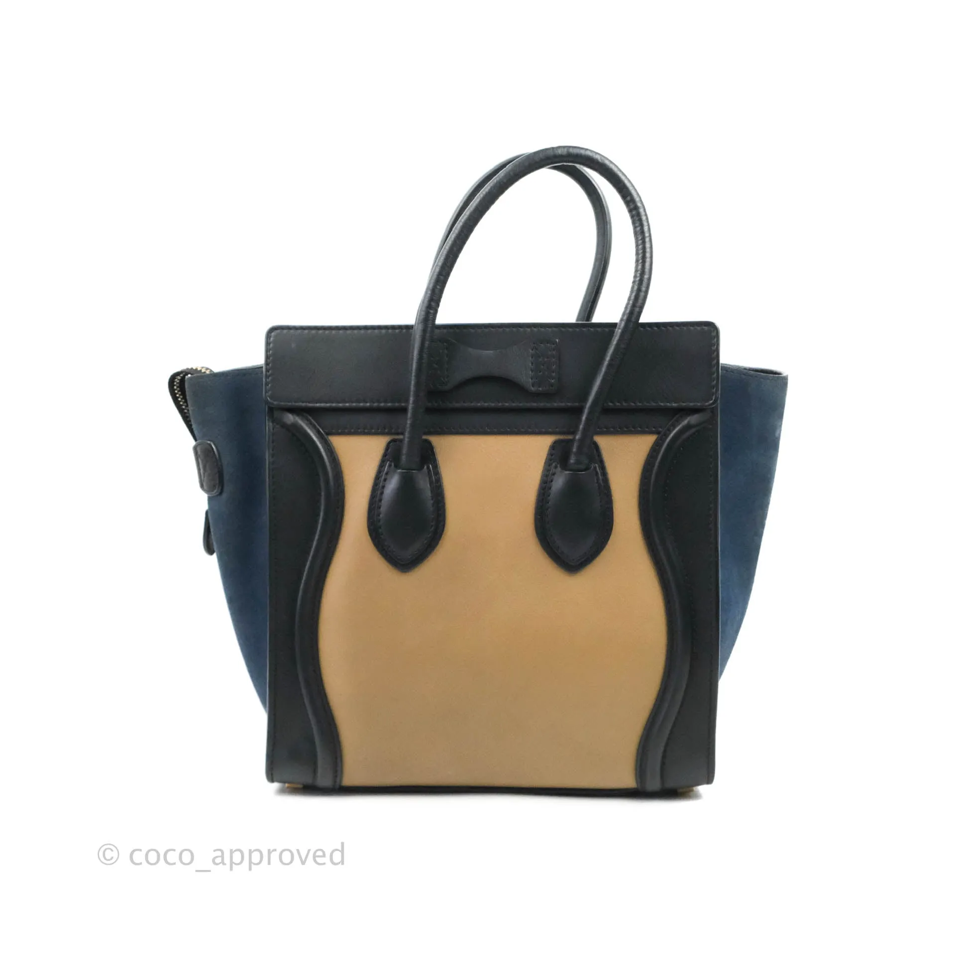 Celine Micro Luggage Bag Navy/Beige/Black Calfskin