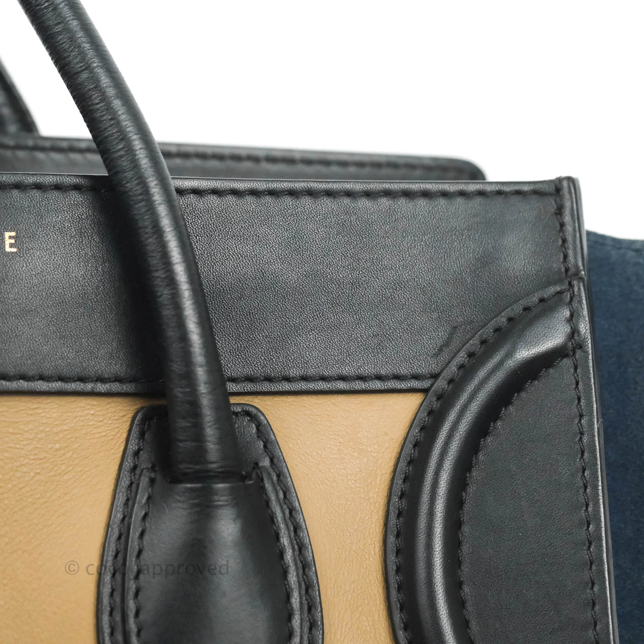 Celine Micro Luggage Bag Navy/Beige/Black Calfskin