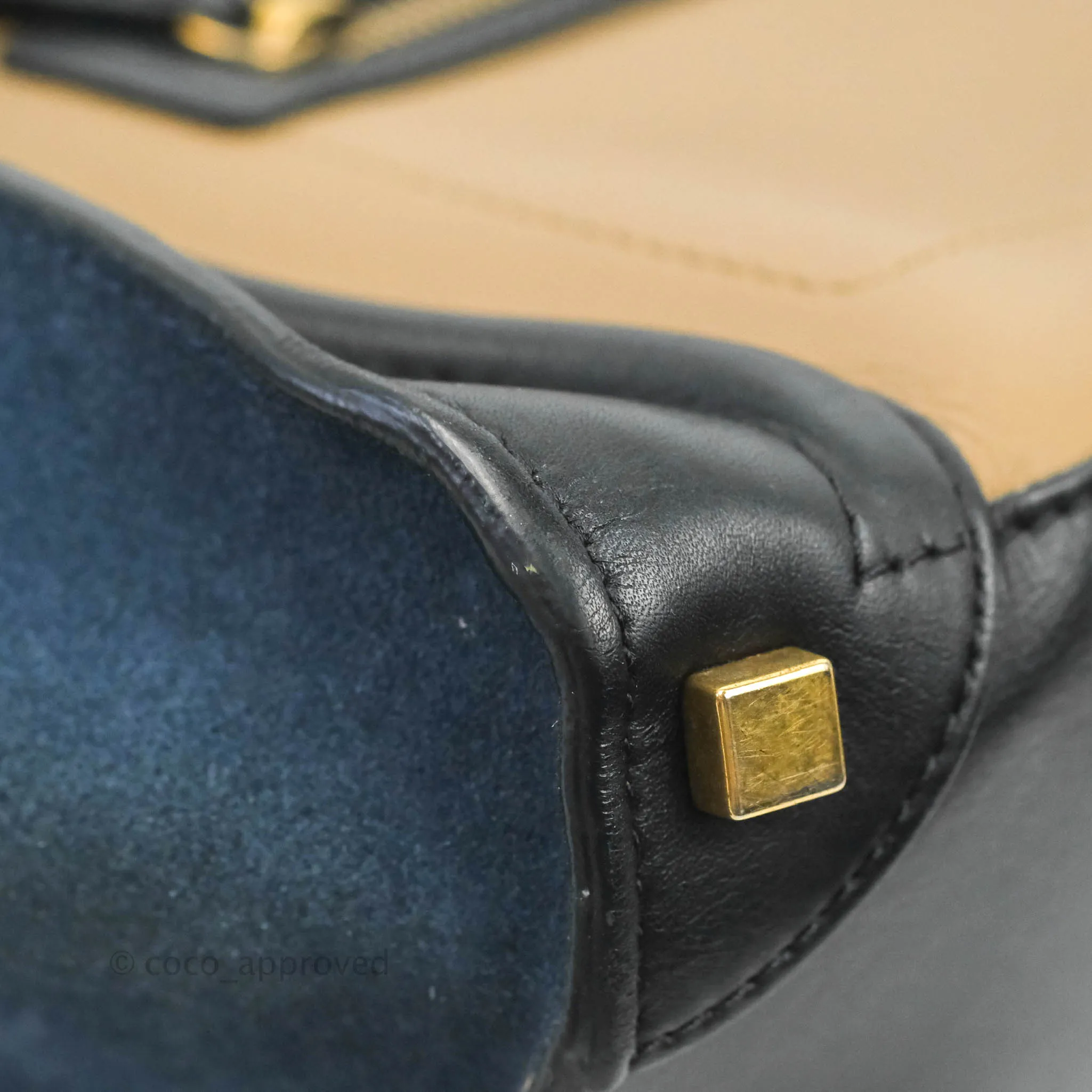Celine Micro Luggage Bag Navy/Beige/Black Calfskin