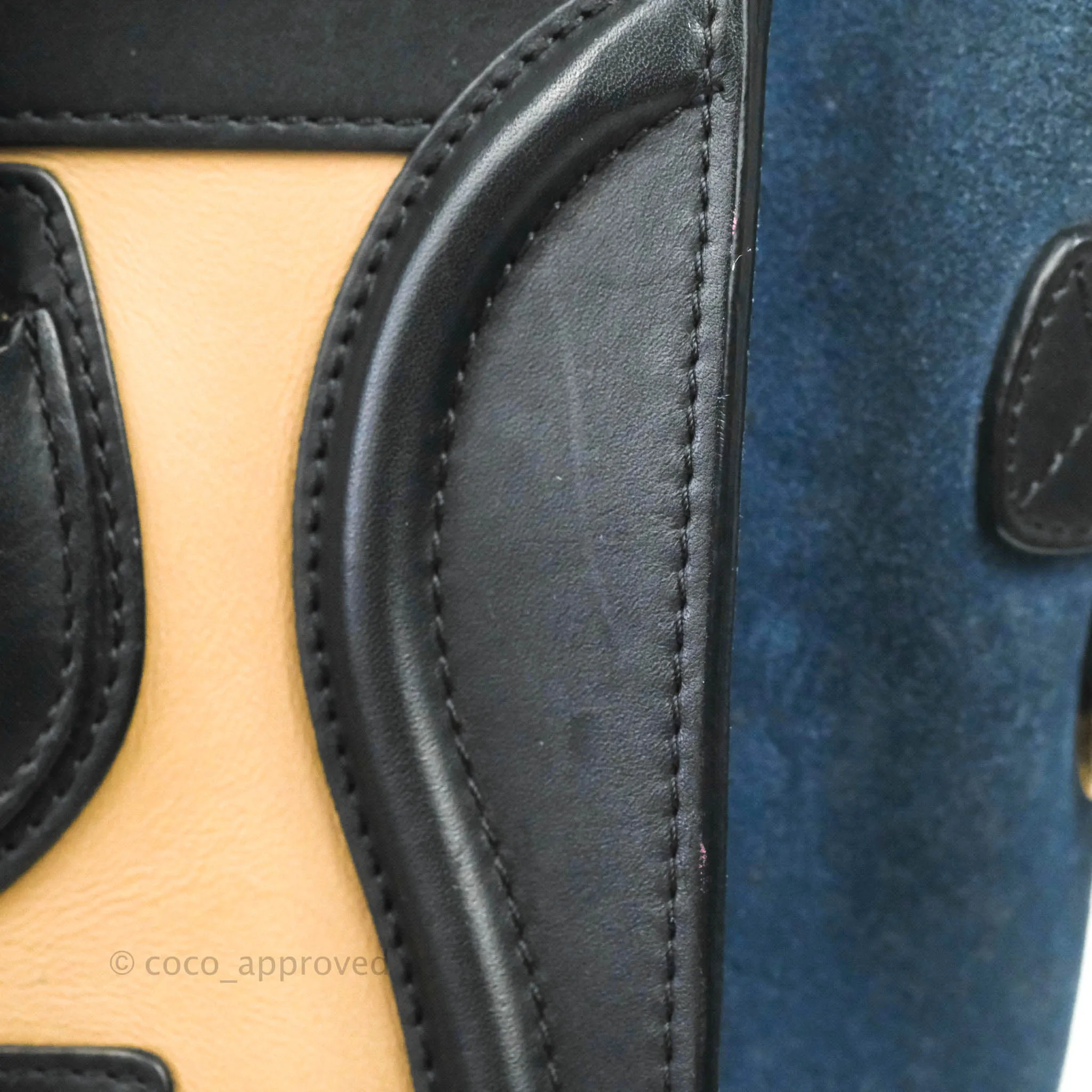 Celine Micro Luggage Bag Navy/Beige/Black Calfskin