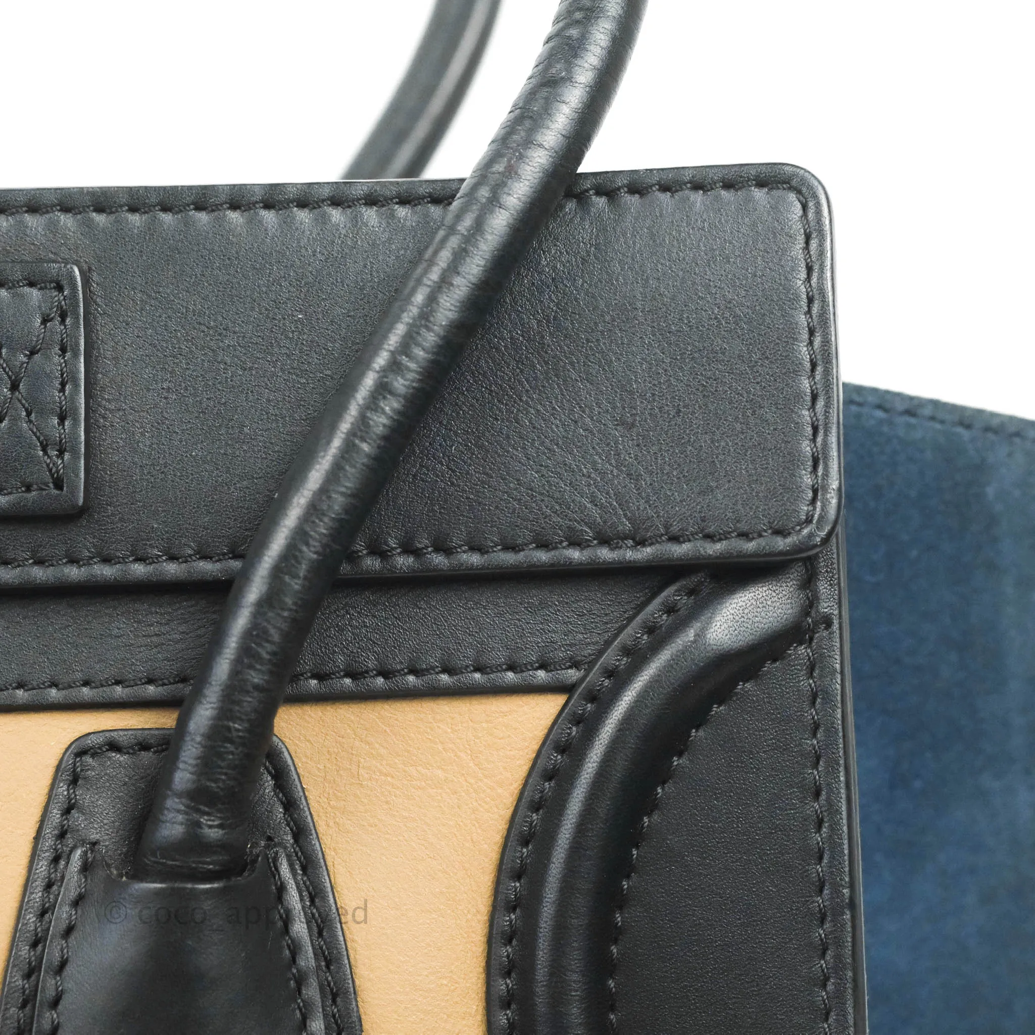 Celine Micro Luggage Bag Navy/Beige/Black Calfskin