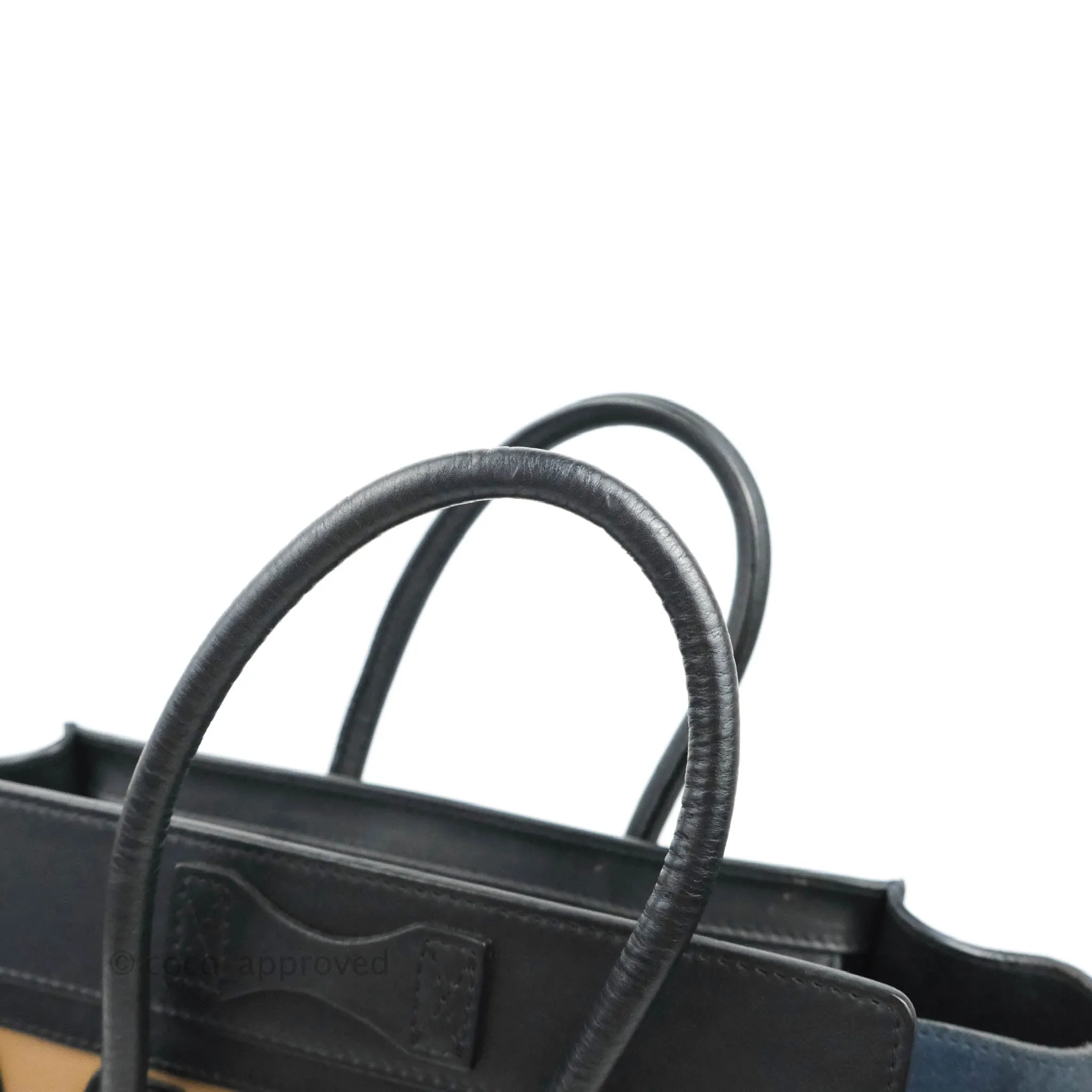 Celine Micro Luggage Bag Navy/Beige/Black Calfskin