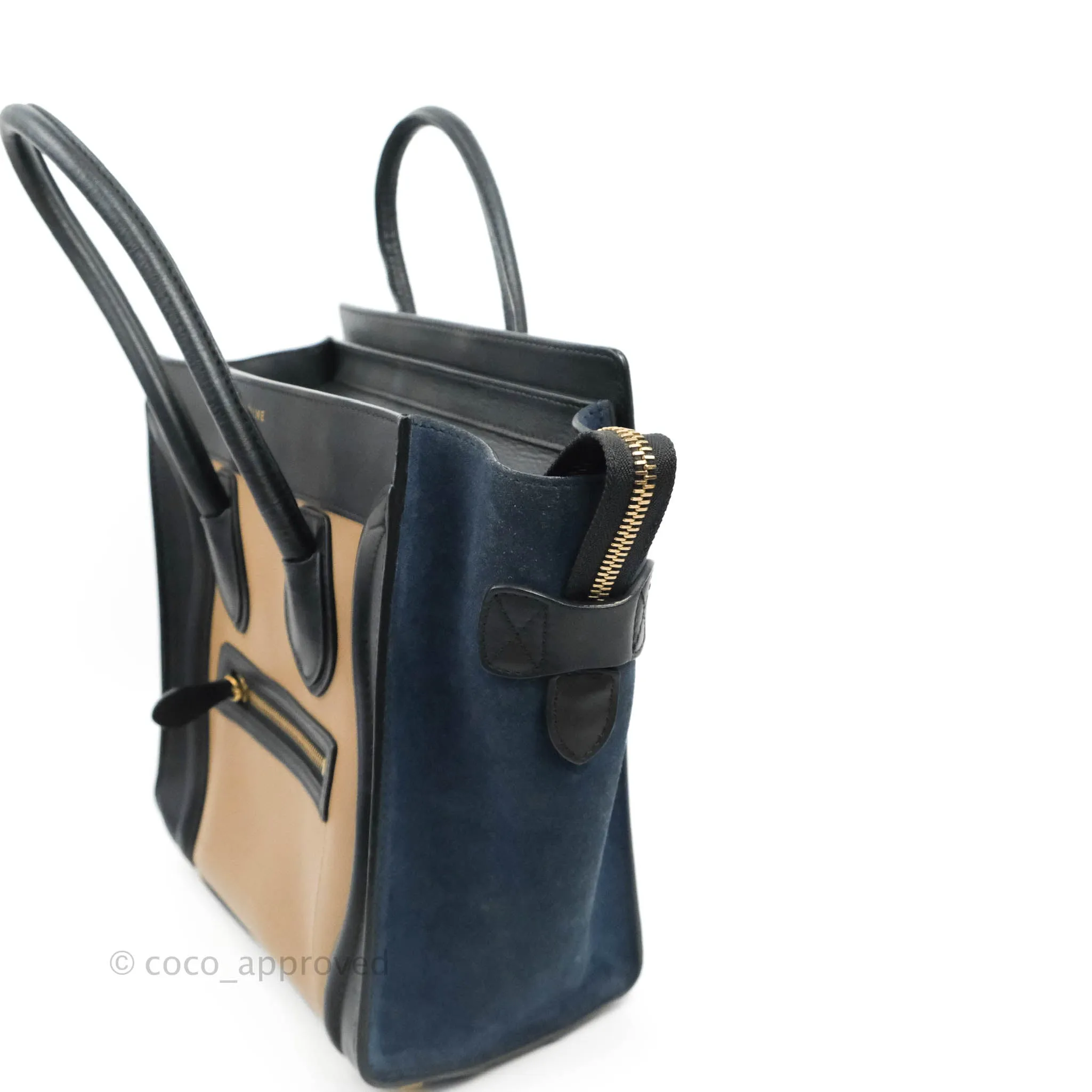 Celine Micro Luggage Bag Navy/Beige/Black Calfskin