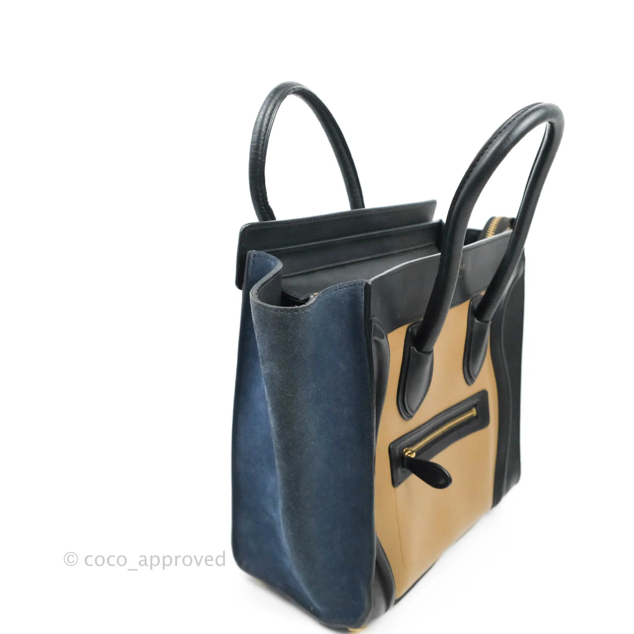 Celine Micro Luggage Bag Navy/Beige/Black Calfskin