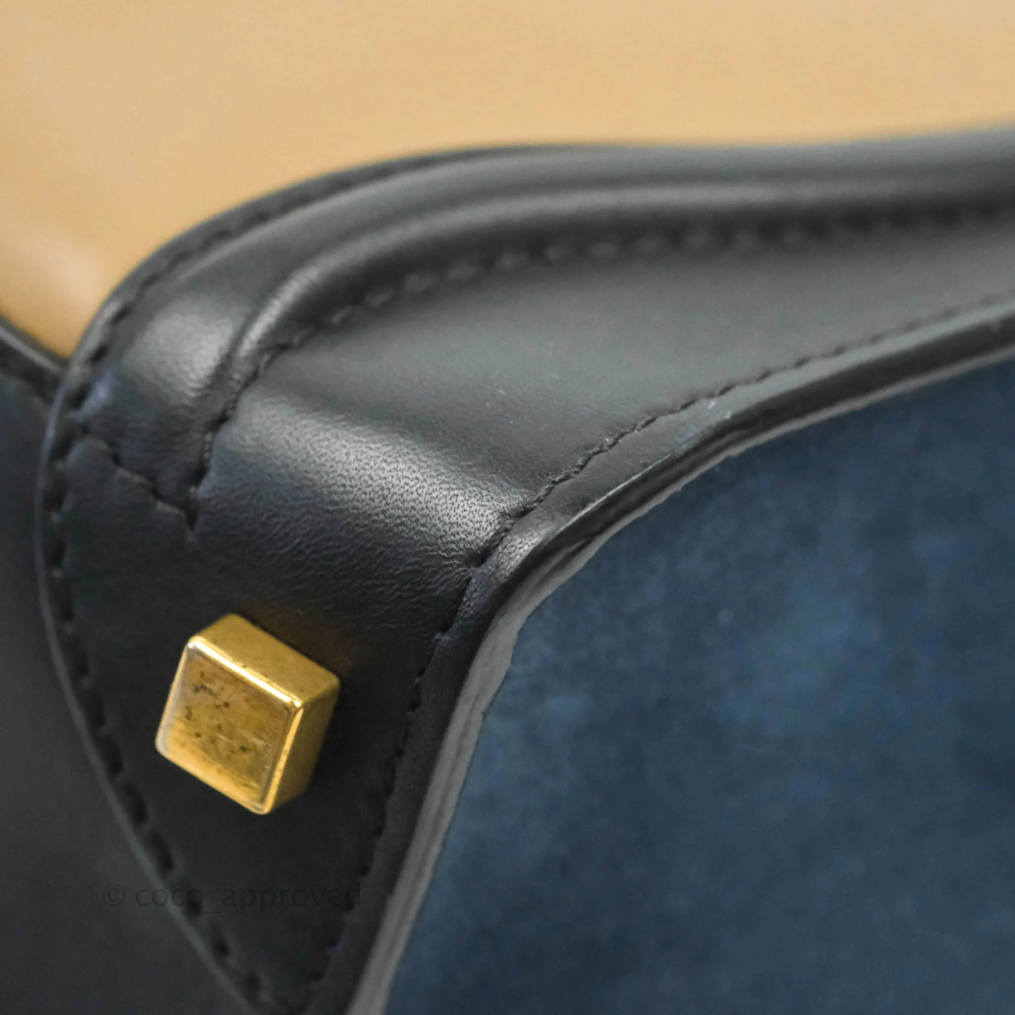 Celine Micro Luggage Bag Navy/Beige/Black Calfskin