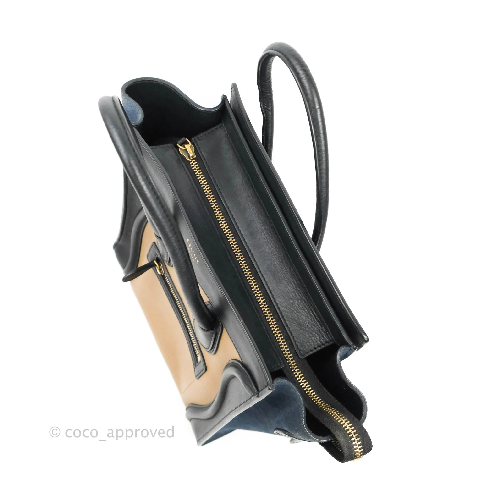 Celine Micro Luggage Bag Navy/Beige/Black Calfskin