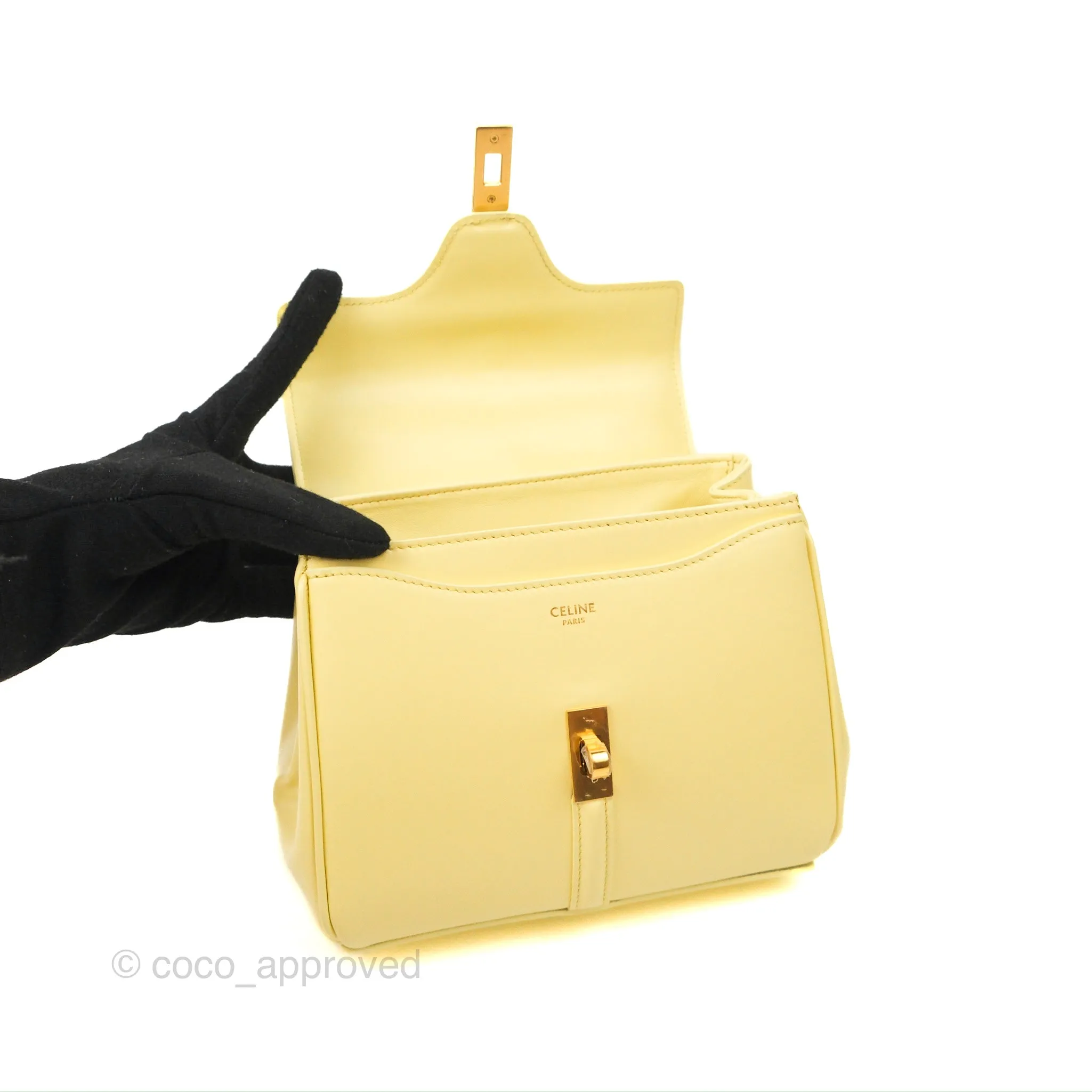 Celine Mini 16 Soft Yellow Satinated Calfskin