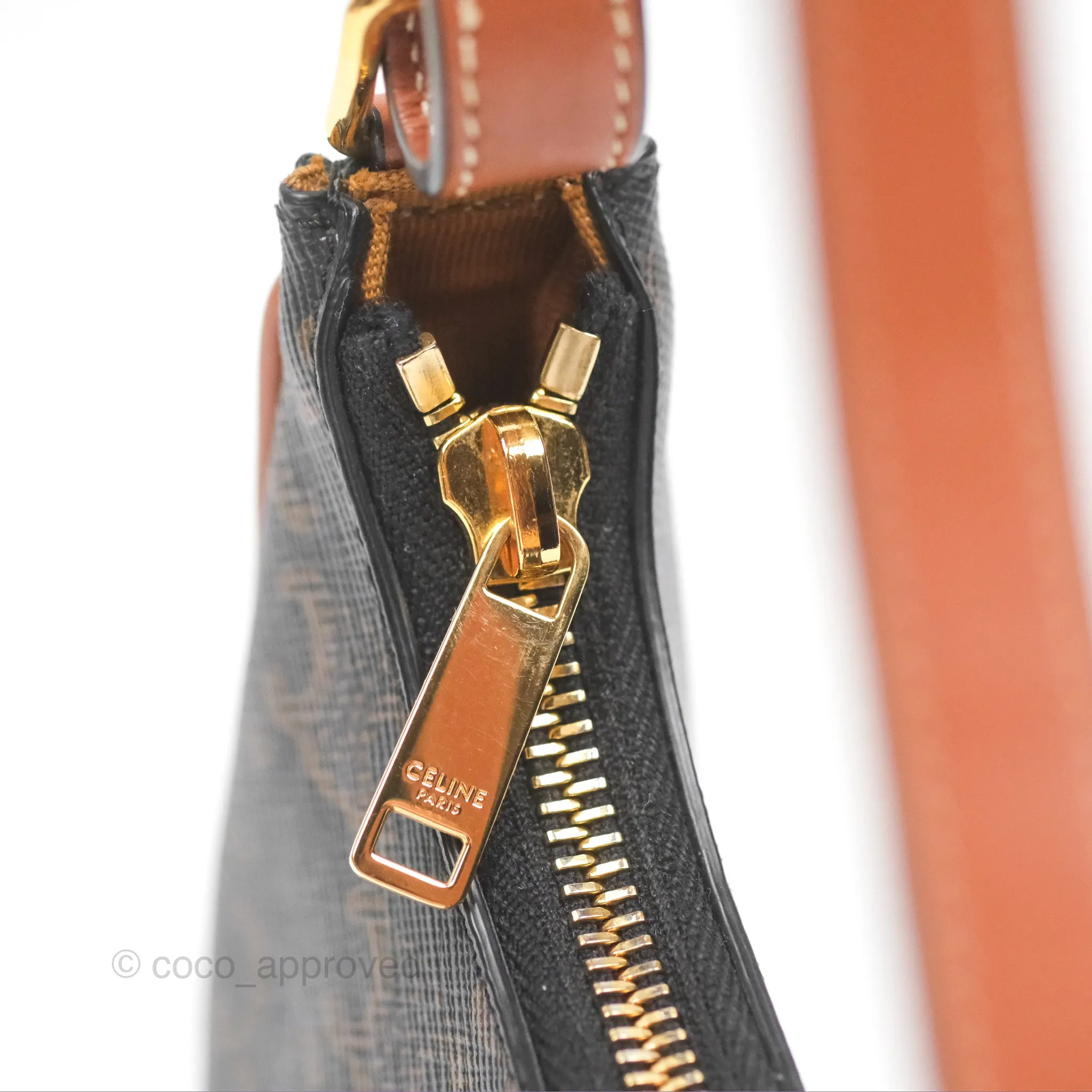 Celine Mini Ava Bag In Triomphe Canvas Calfskin Tan