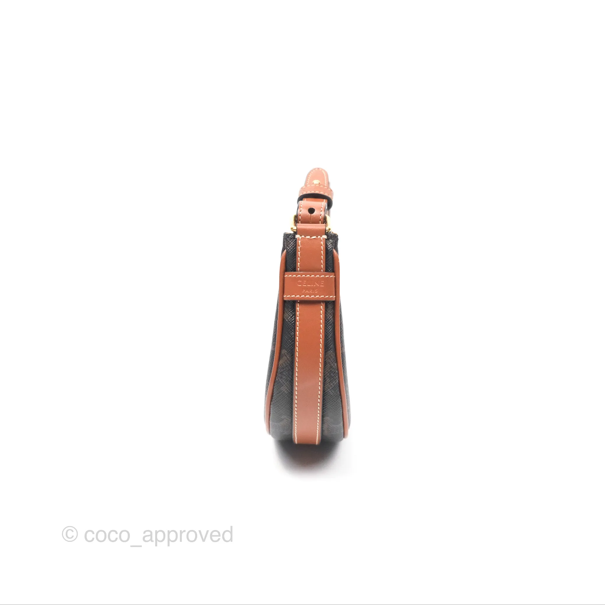Celine Mini Ava Bag In Triomphe Canvas Calfskin Tan