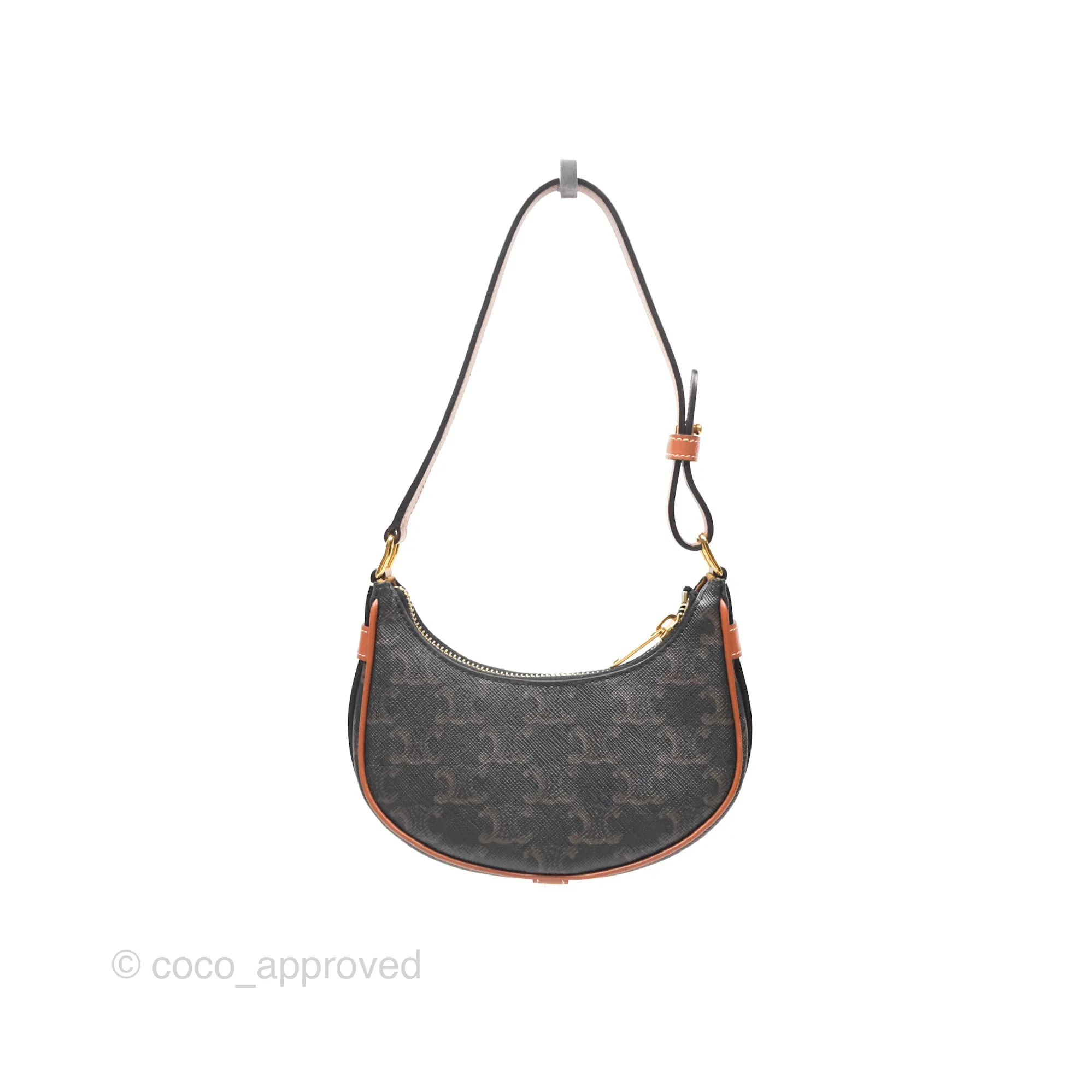 Celine Mini Ava Bag In Triomphe Canvas Calfskin Tan