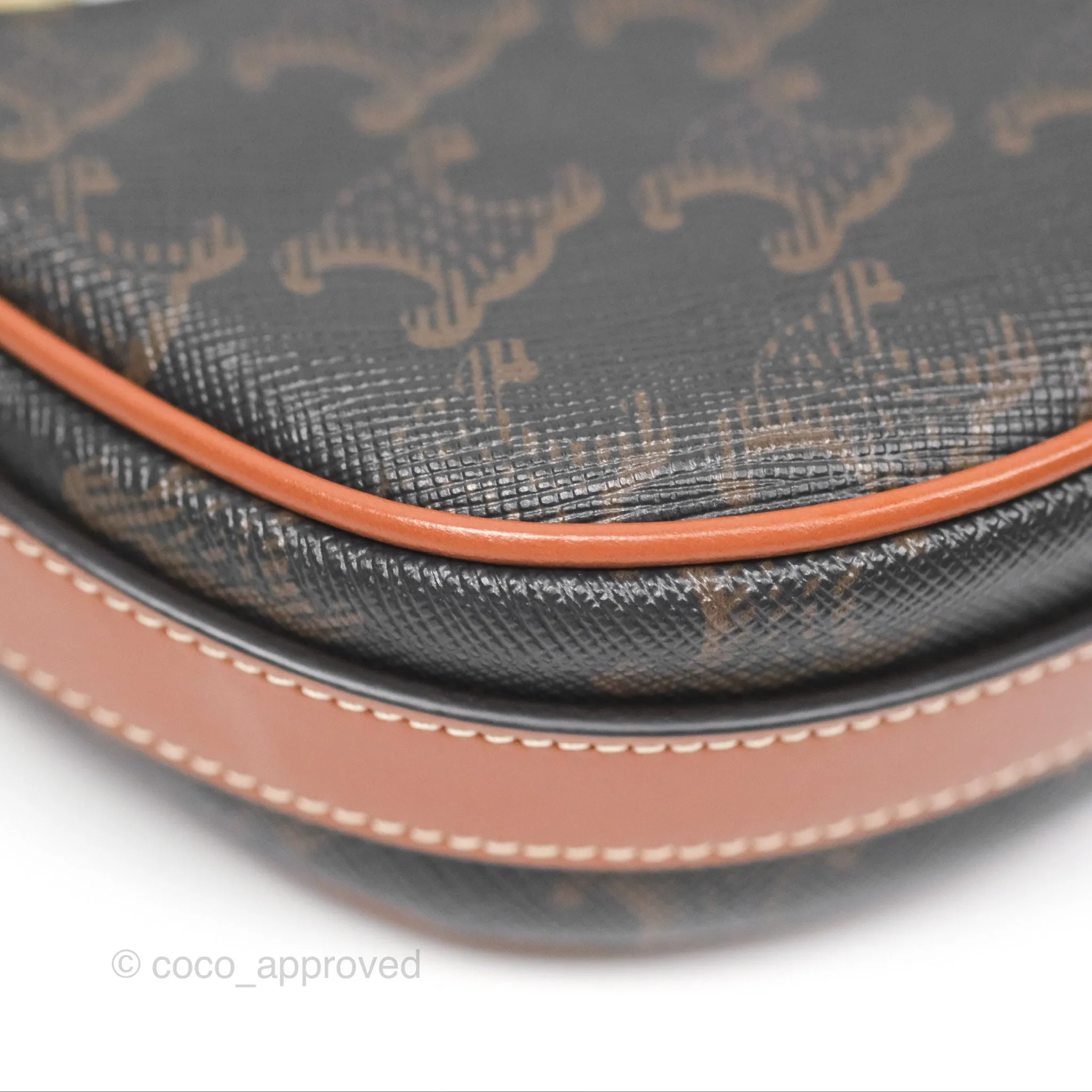 Celine Mini Ava Bag In Triomphe Canvas Calfskin Tan