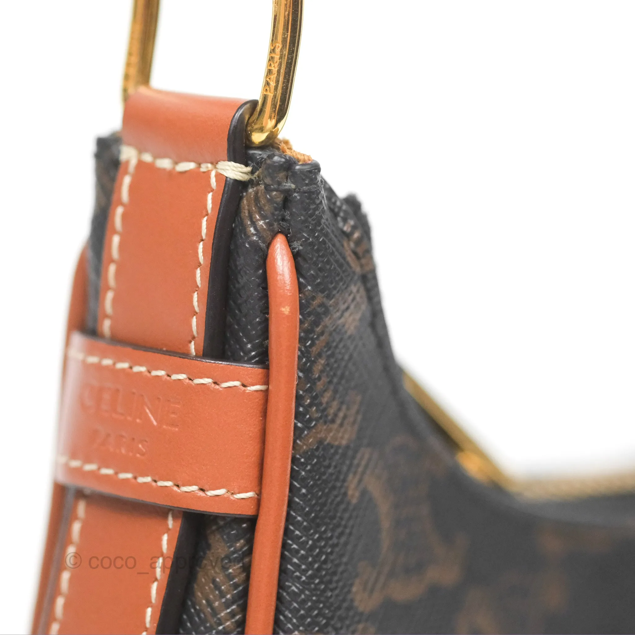 Celine Mini Ava Bag In Triomphe Canvas Calfskin Tan