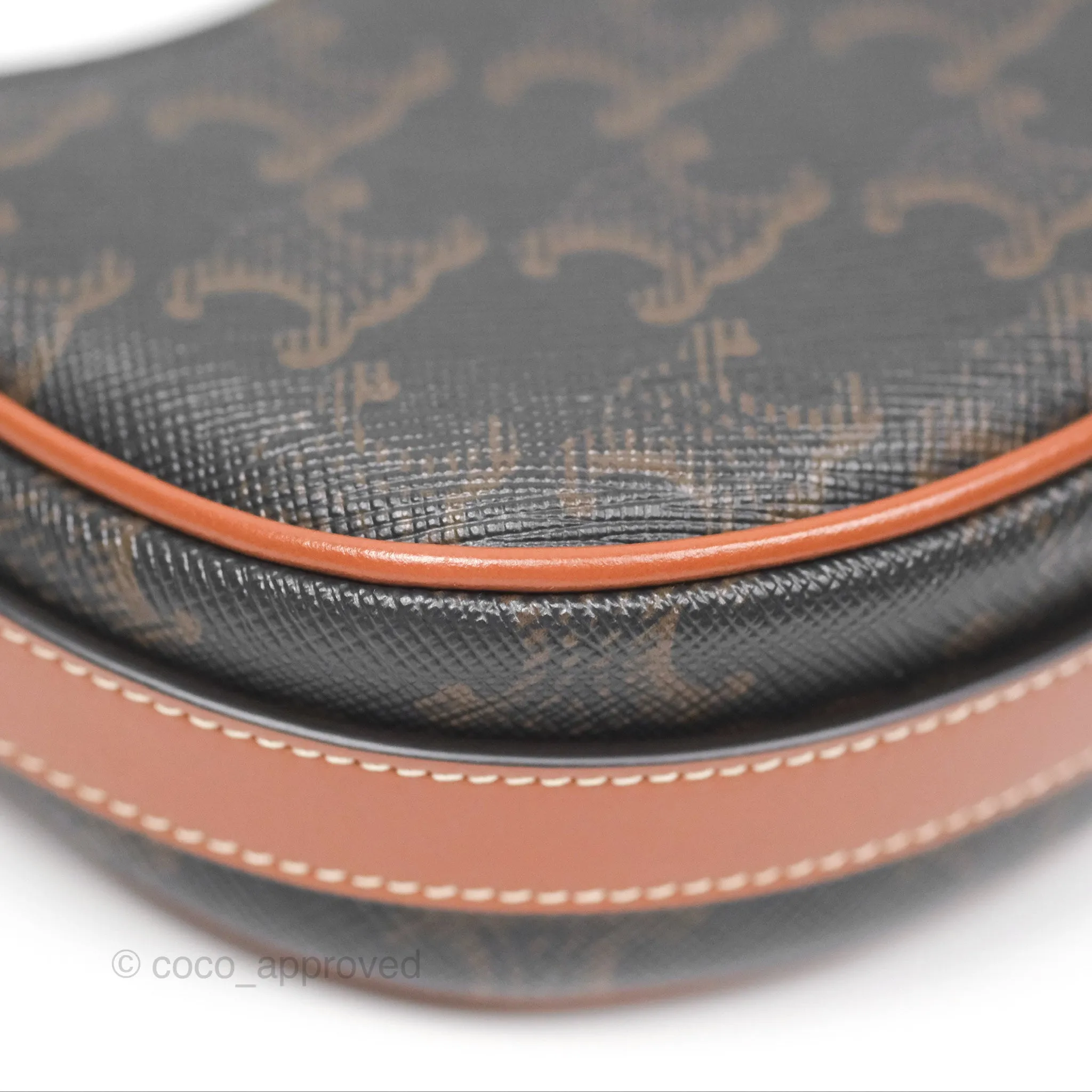 Celine Mini Ava Bag In Triomphe Canvas Calfskin Tan