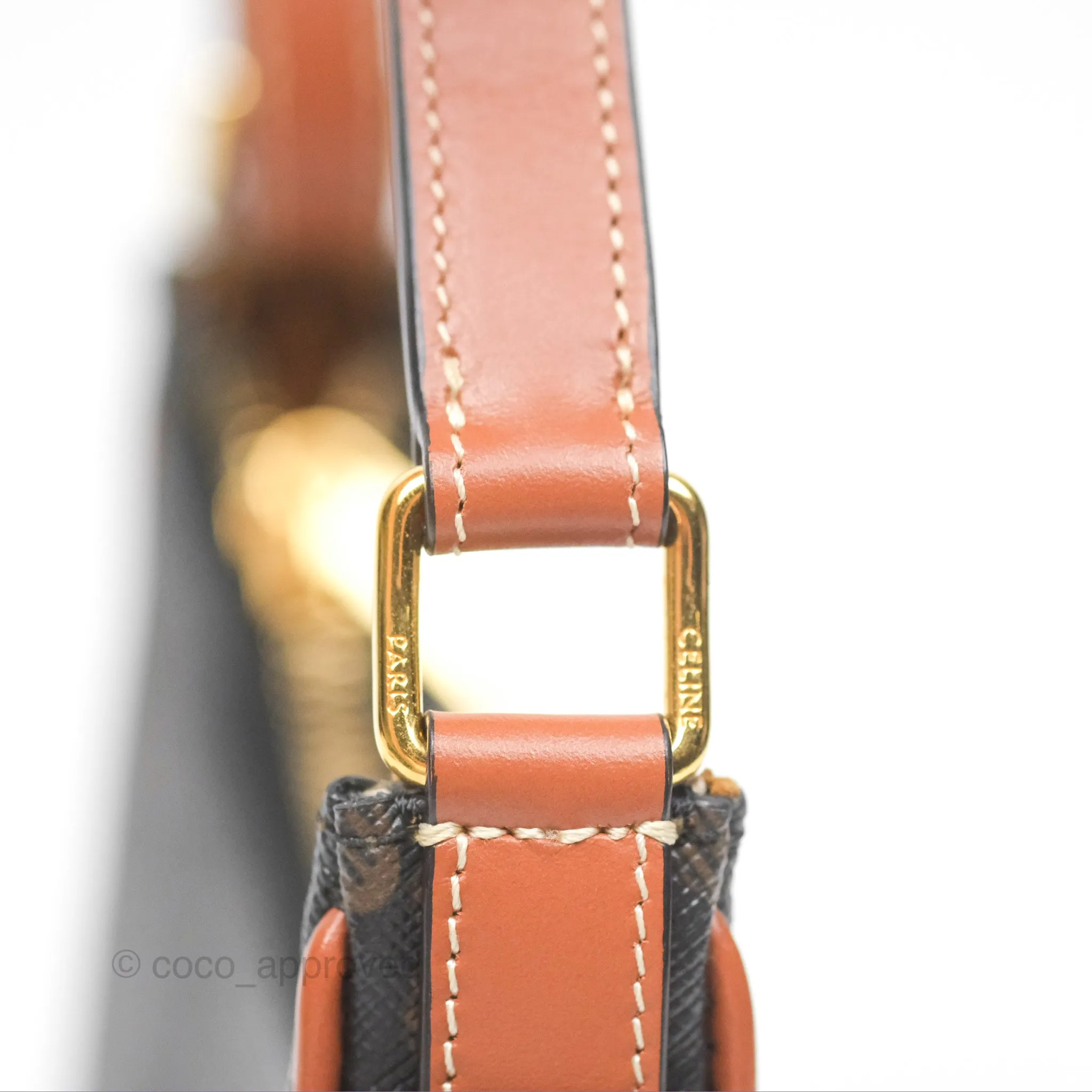 Celine Mini Ava Bag In Triomphe Canvas Calfskin Tan