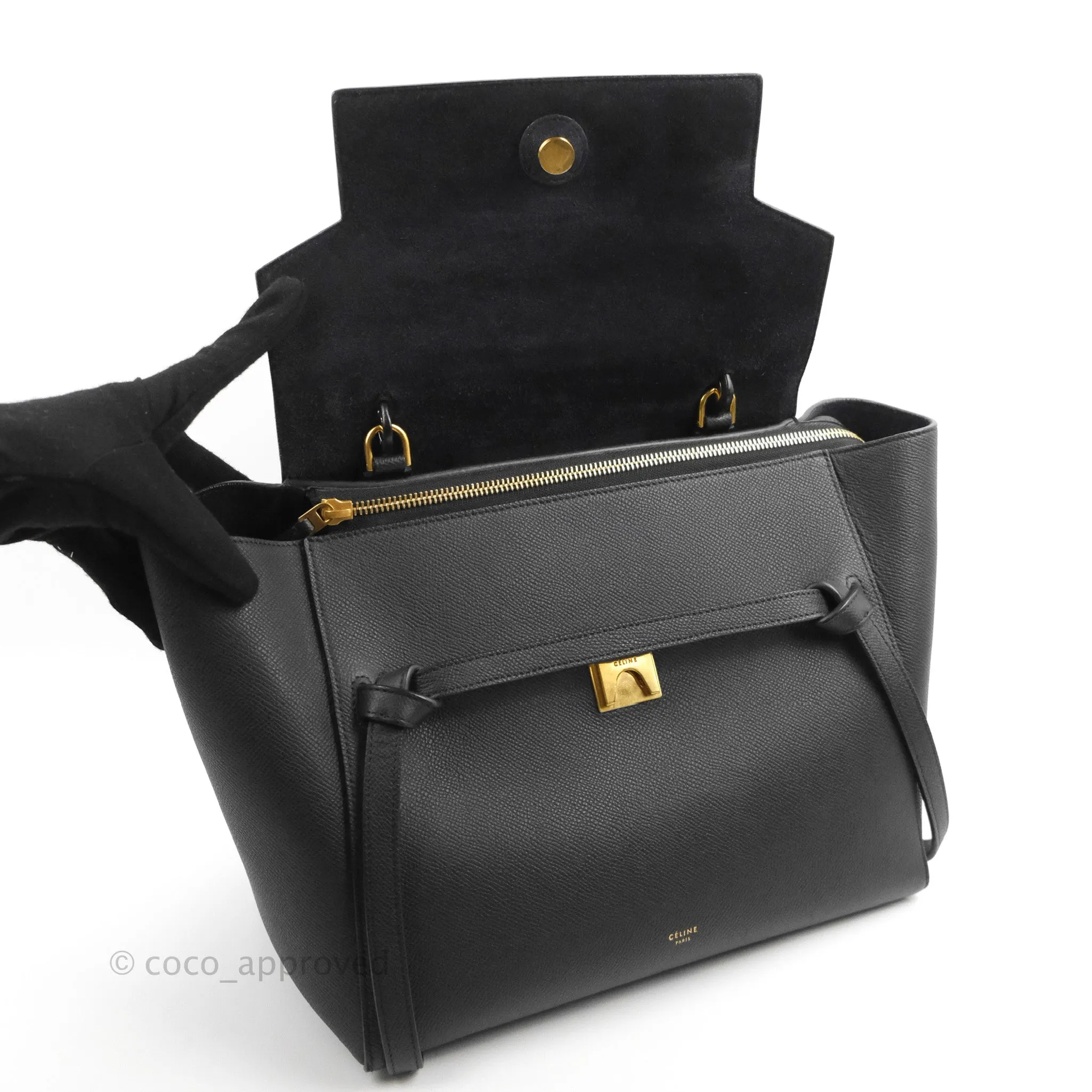 Celine Mini Belt Bag Black Grained Calfskin Gold Hardware