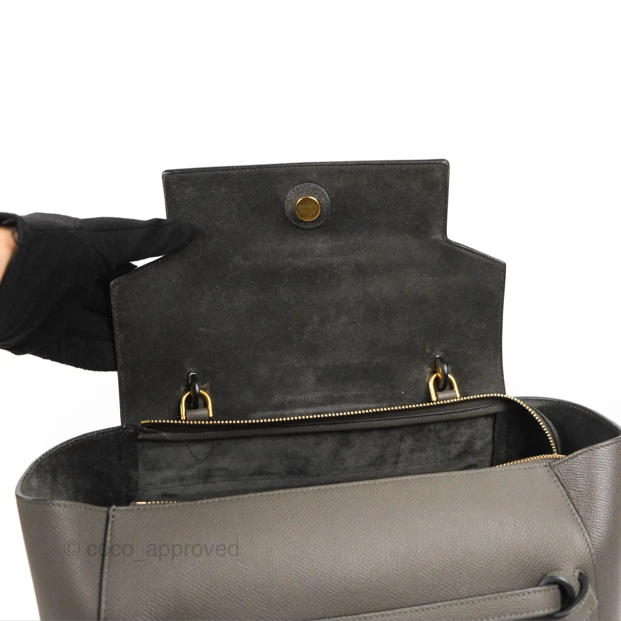 Celine Mini Belt Bag Dark Grey Grained Calfskin