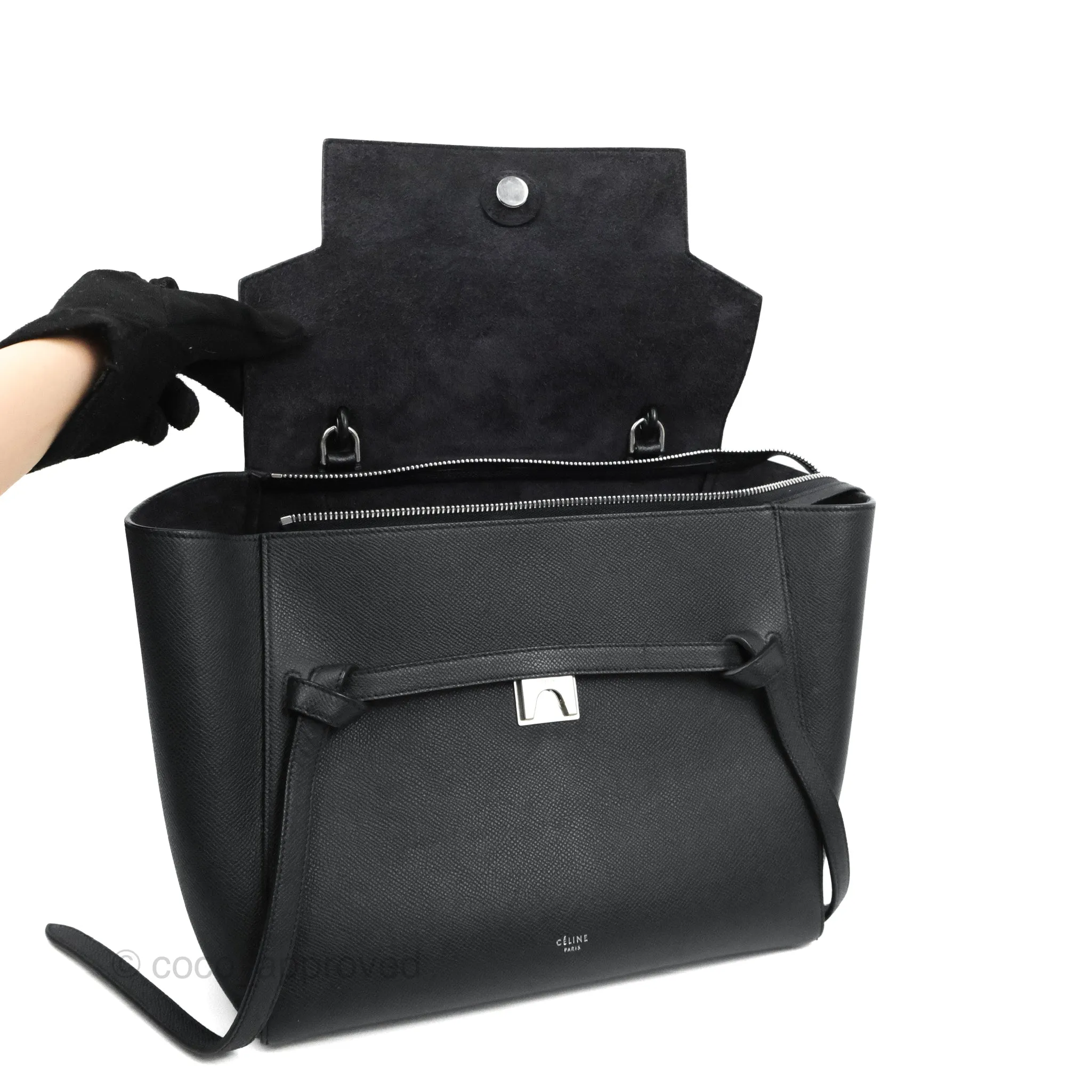 Celine Mini Belt Bag Dark Navy Grained Calfskin Silver Hardware