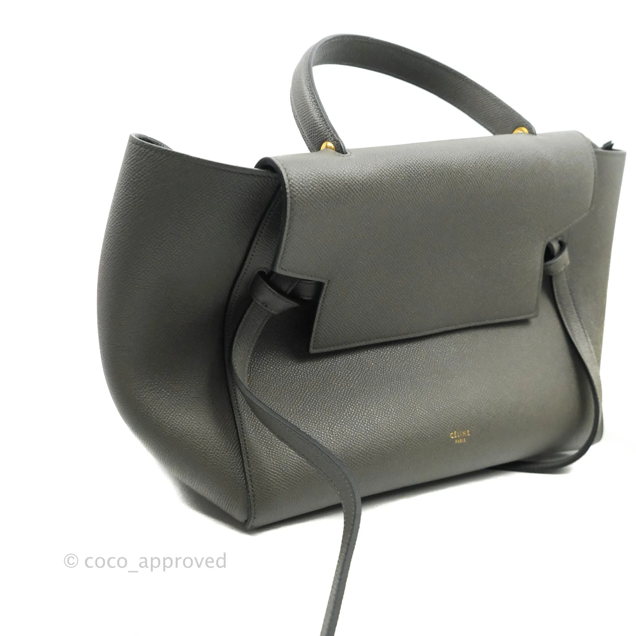 Celine Mini Belt Bag Grey Grained Calfskin Gold Hardware