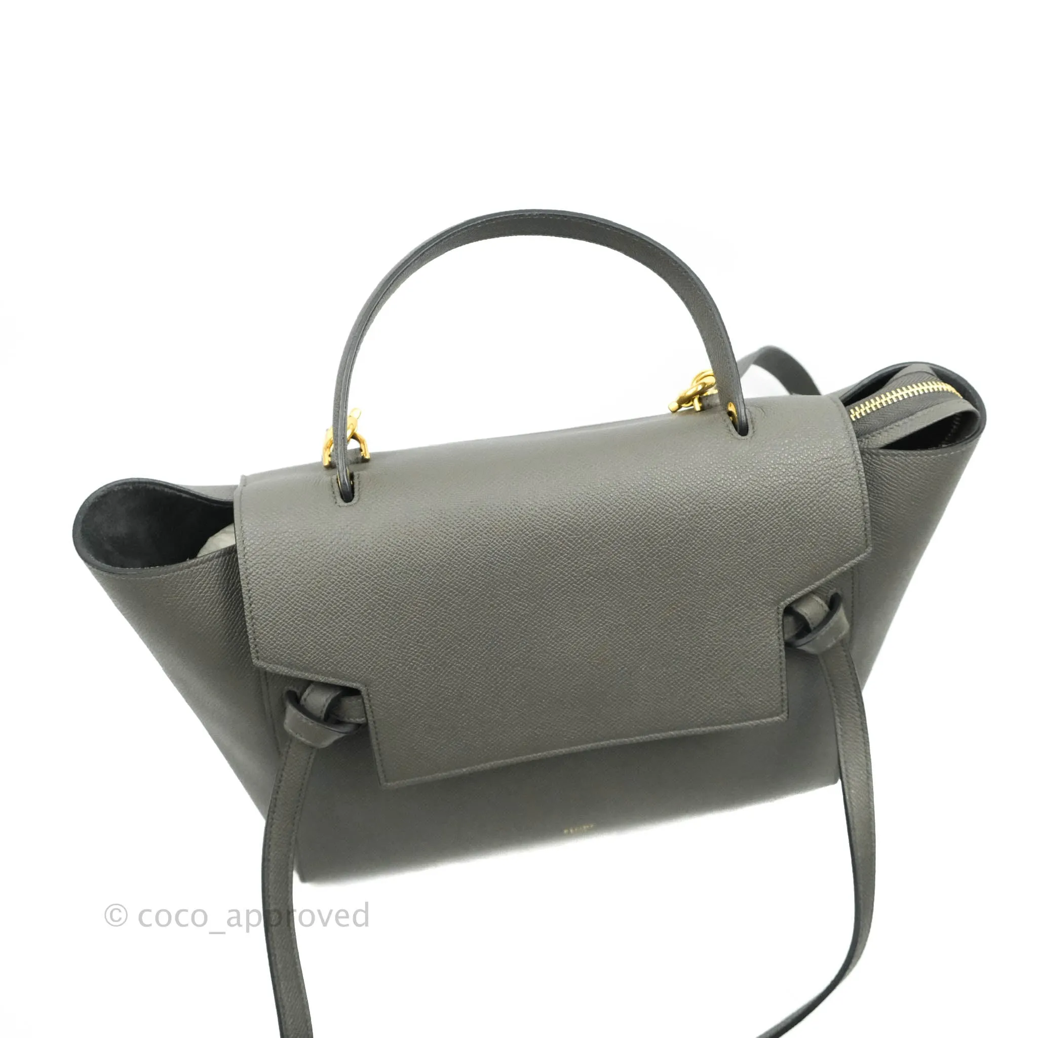 Celine Mini Belt Bag Grey Grained Calfskin Gold Hardware