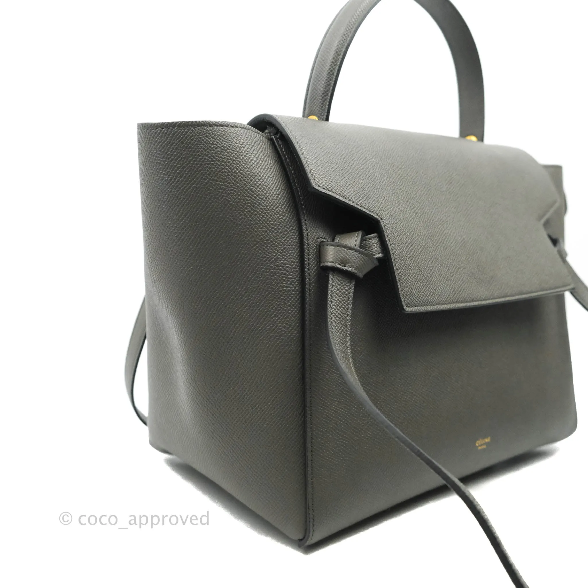 Celine Mini Belt Bag Grey Grained Calfskin Gold Hardware