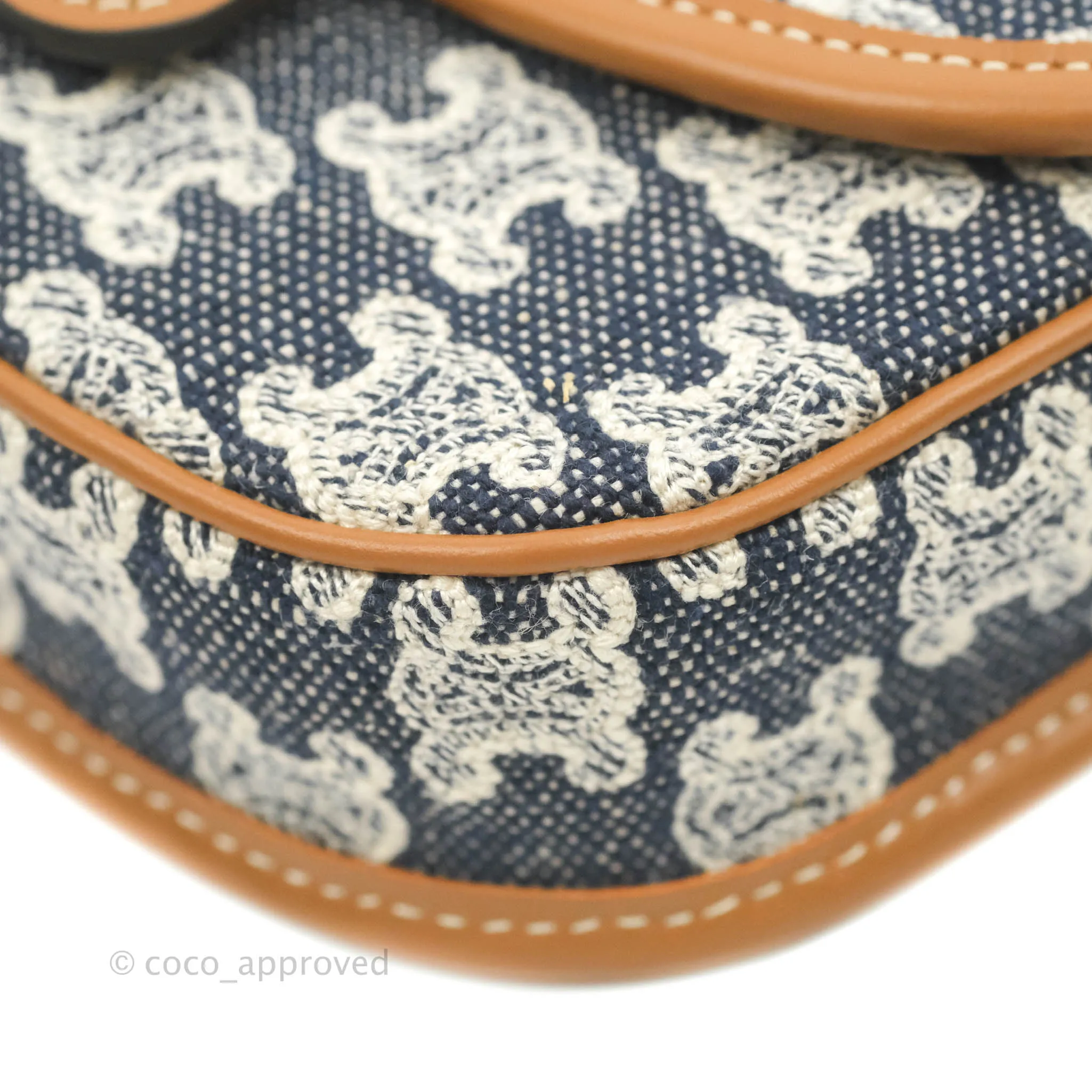 Celine Mini Besace in Navy Textile with Triomphe Embroidery Calfskin