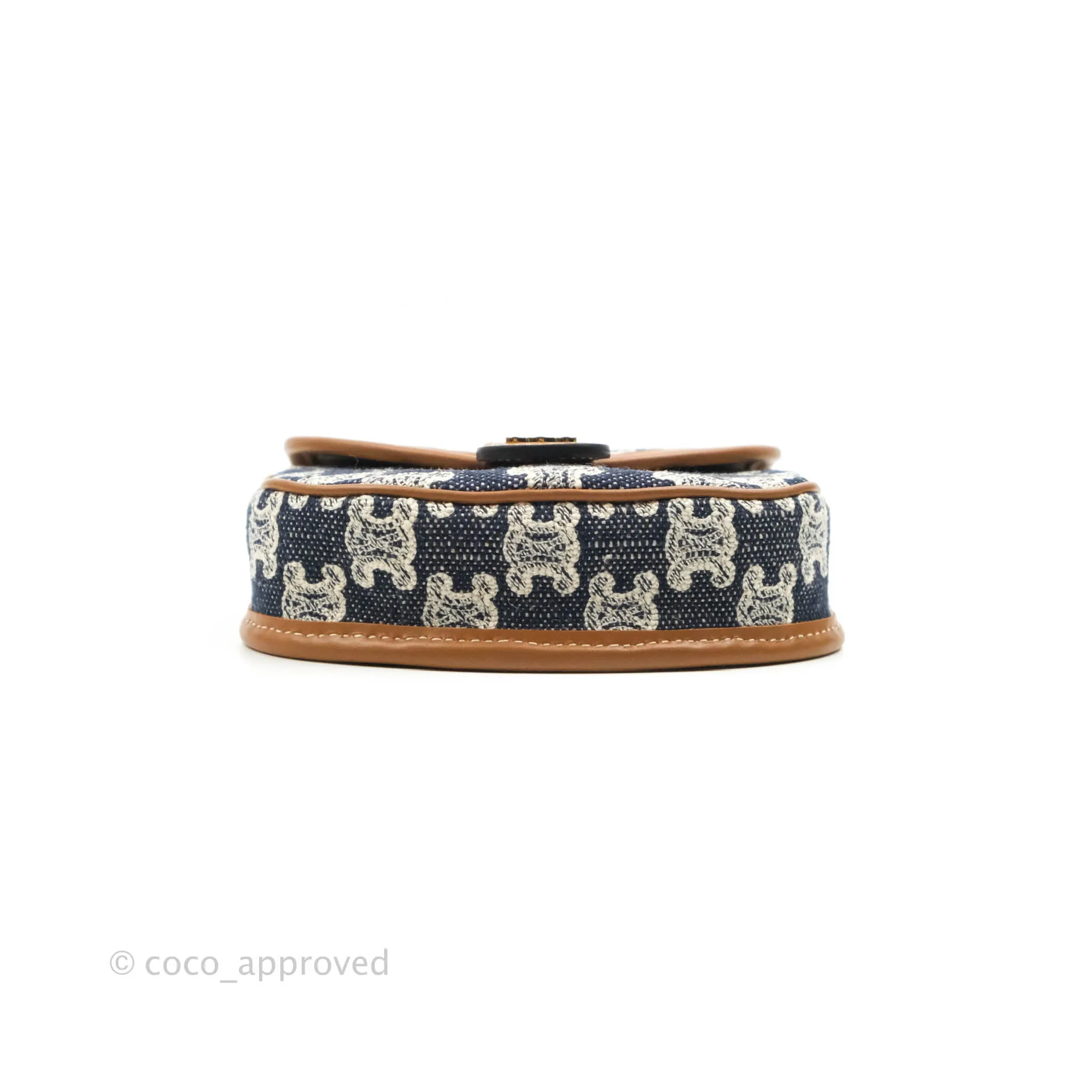 Celine Mini Besace in Navy Textile with Triomphe Embroidery Calfskin