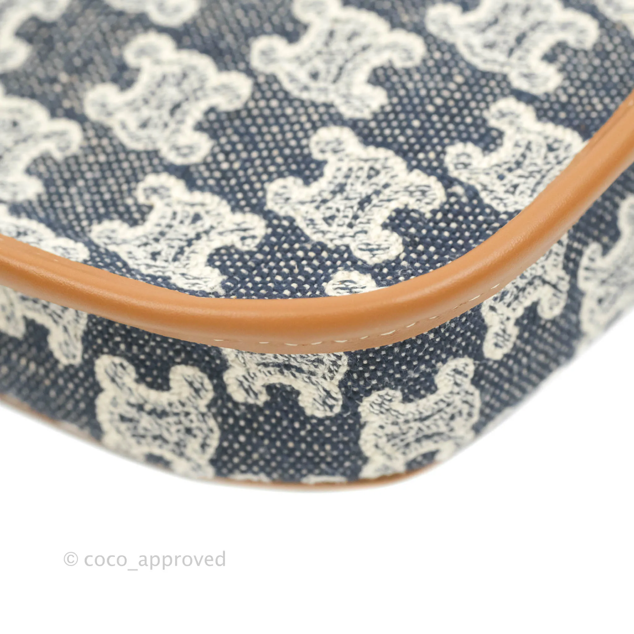 Celine Mini Besace in Navy Textile with Triomphe Embroidery Calfskin
