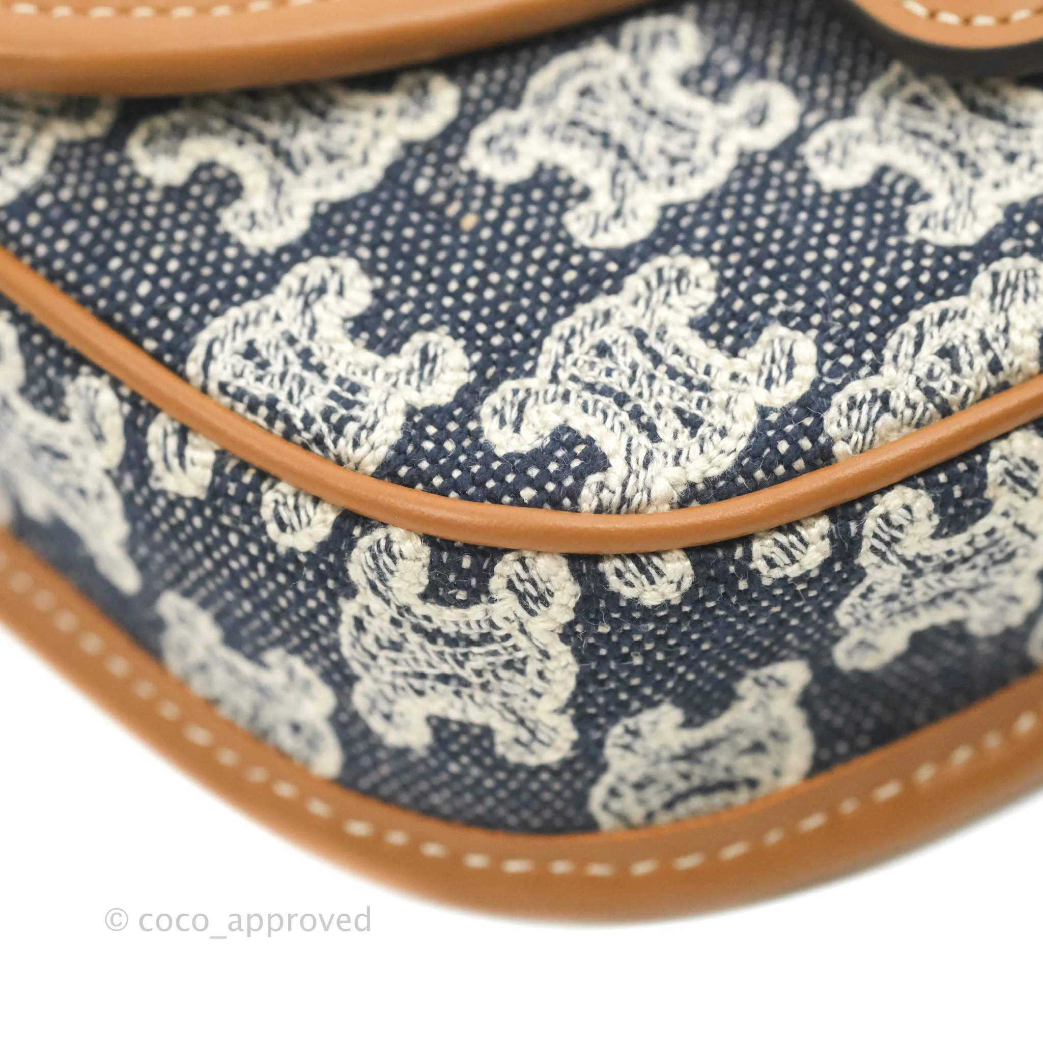 Celine Mini Besace in Navy Textile with Triomphe Embroidery Calfskin