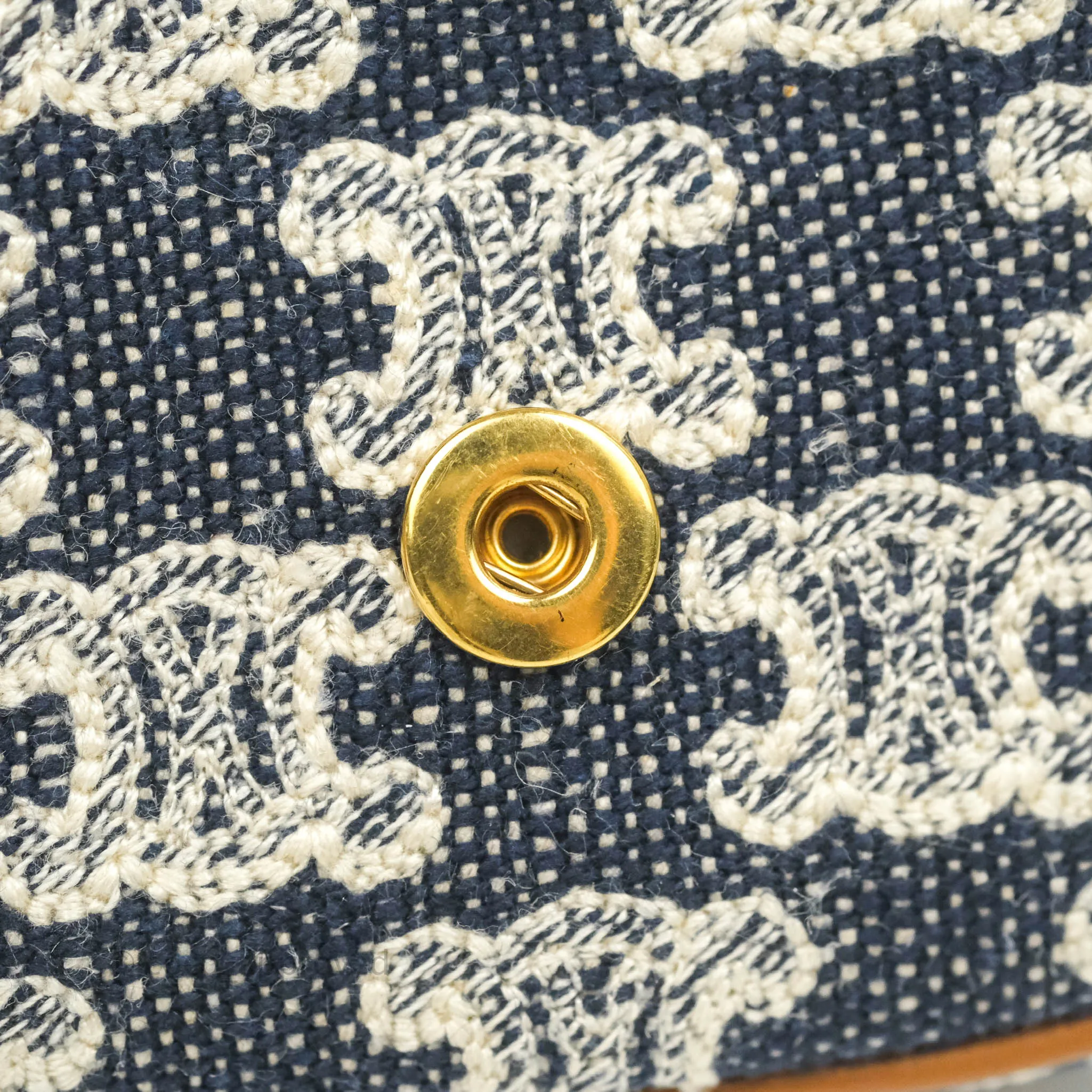Celine Mini Besace in Navy Textile with Triomphe Embroidery Calfskin
