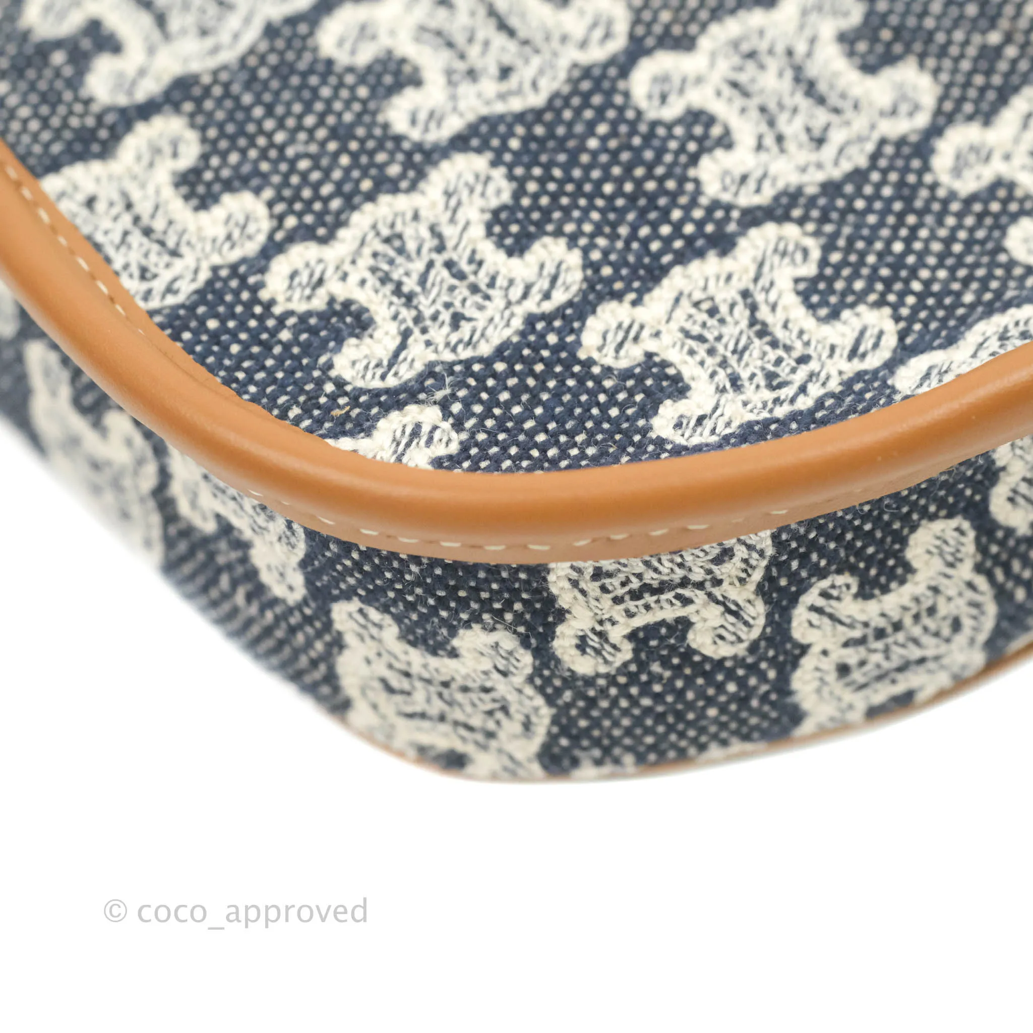 Celine Mini Besace in Navy Textile with Triomphe Embroidery Calfskin