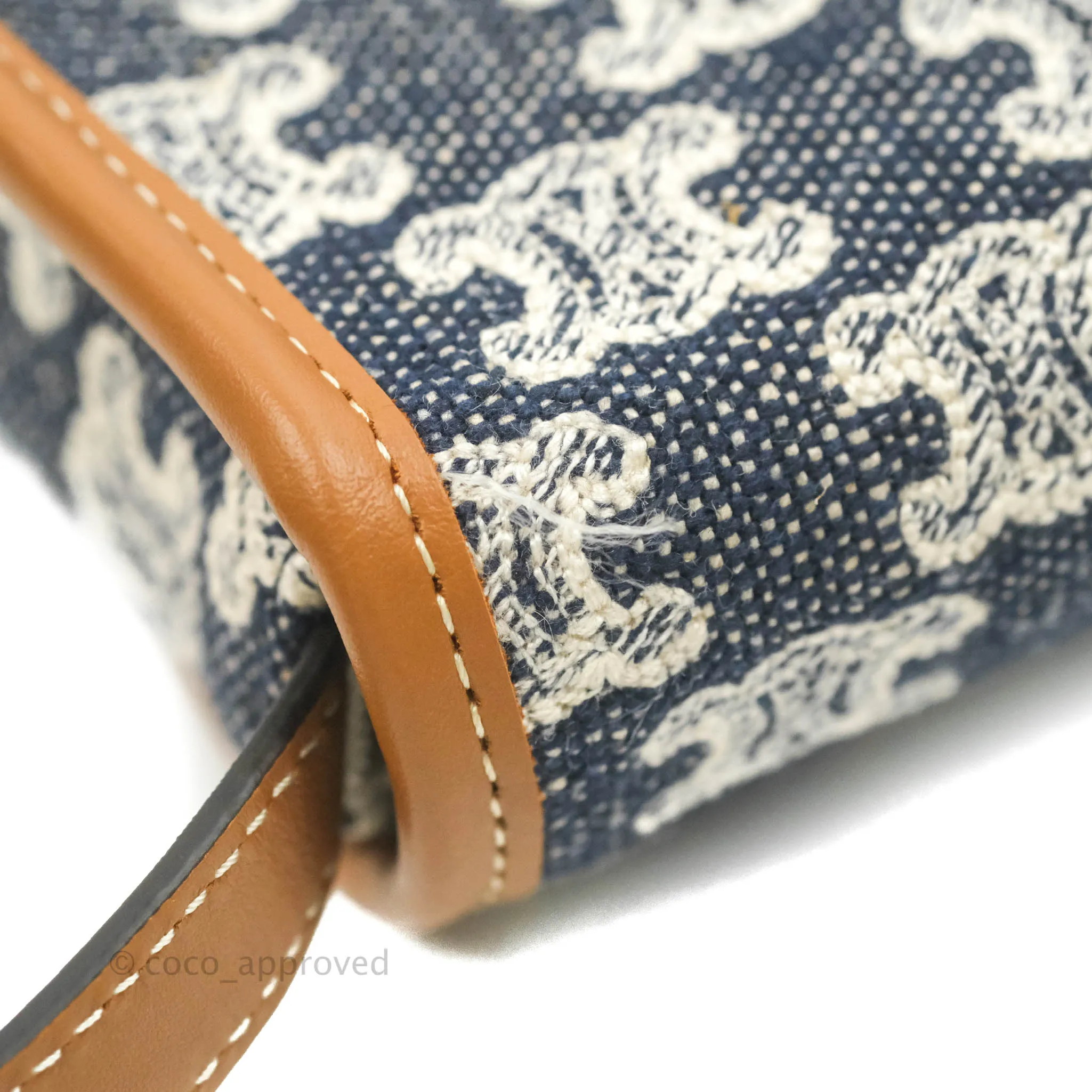 Celine Mini Besace in Navy Textile with Triomphe Embroidery Calfskin