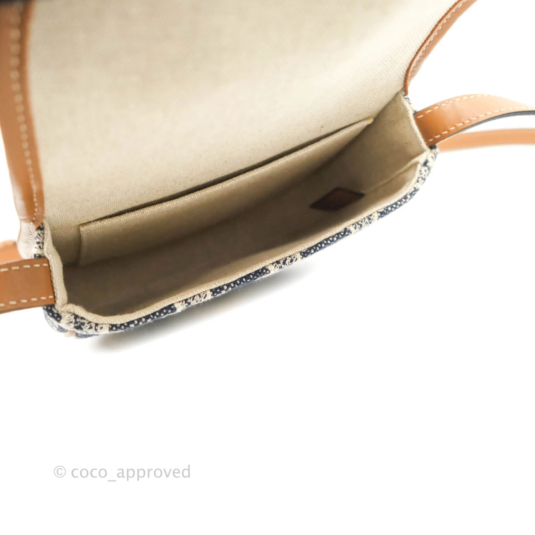 Celine Mini Besace in Navy Textile with Triomphe Embroidery Calfskin