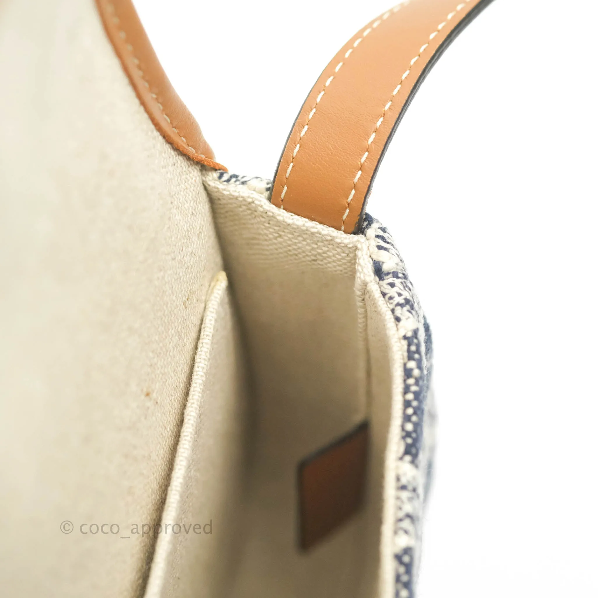 Celine Mini Besace in Navy Textile with Triomphe Embroidery Calfskin