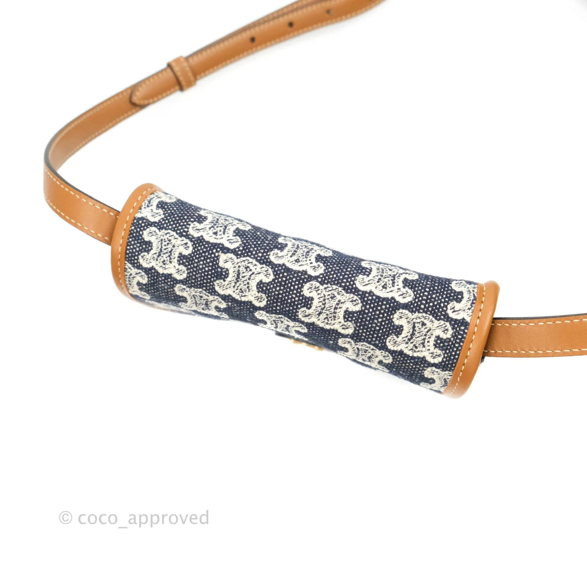 Celine Mini Besace in Navy Textile with Triomphe Embroidery Calfskin