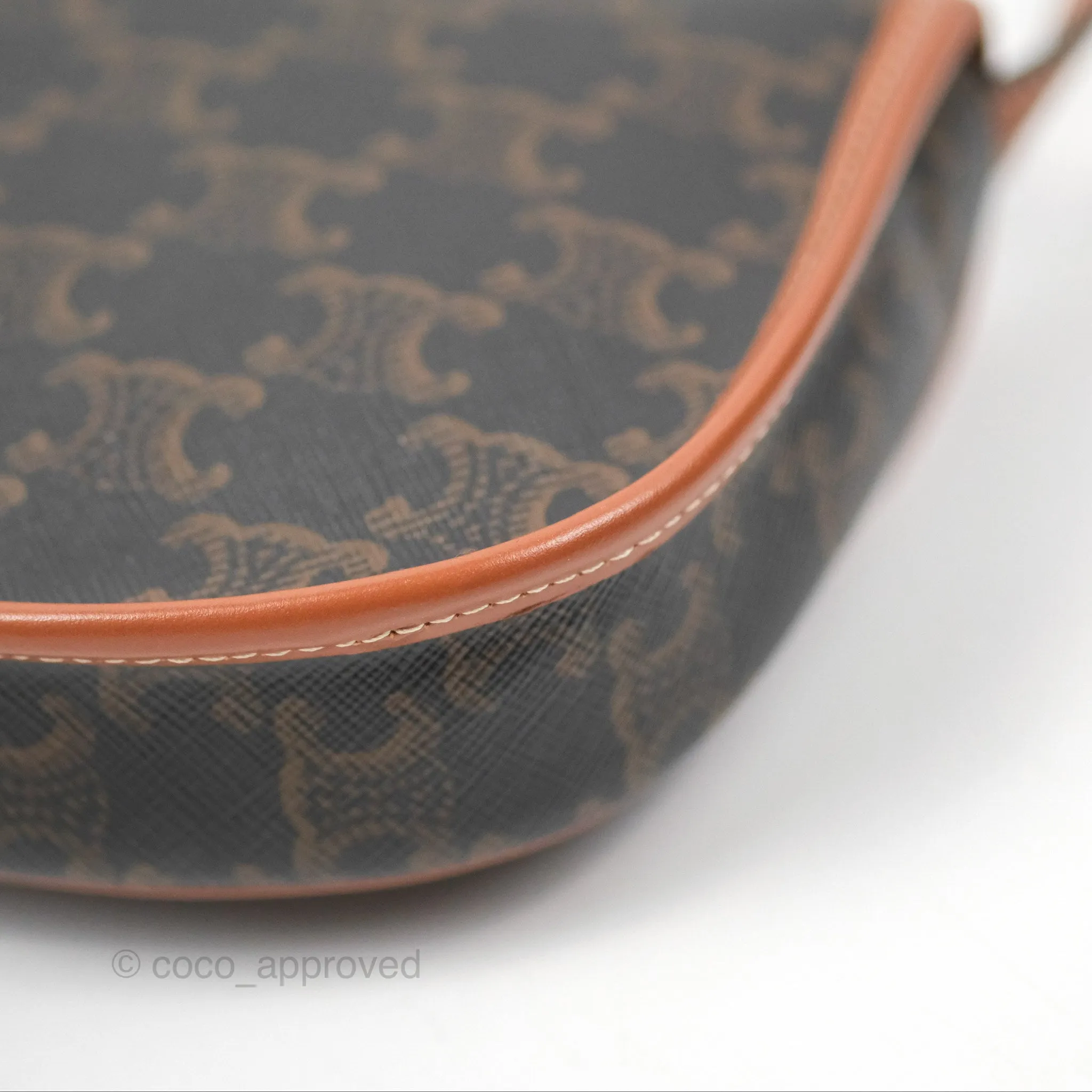 Celine Mini Besace Triomphe Canvas Calfskin Tan