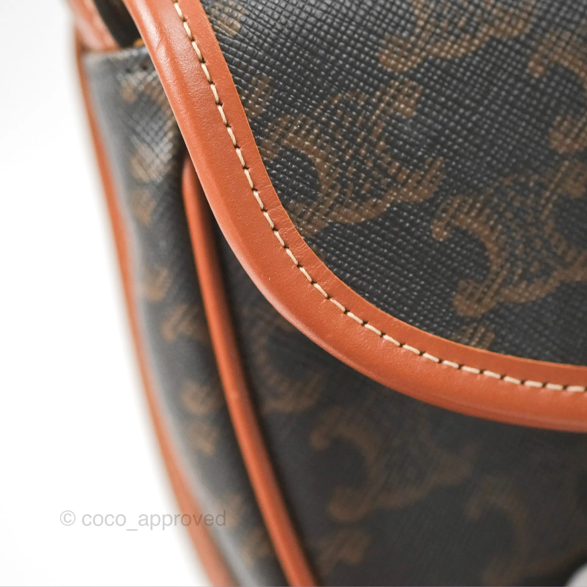 Celine Mini Besace Triomphe Canvas Calfskin Tan