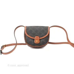 Celine Mini Besace Triomphe Canvas Calfskin Tan