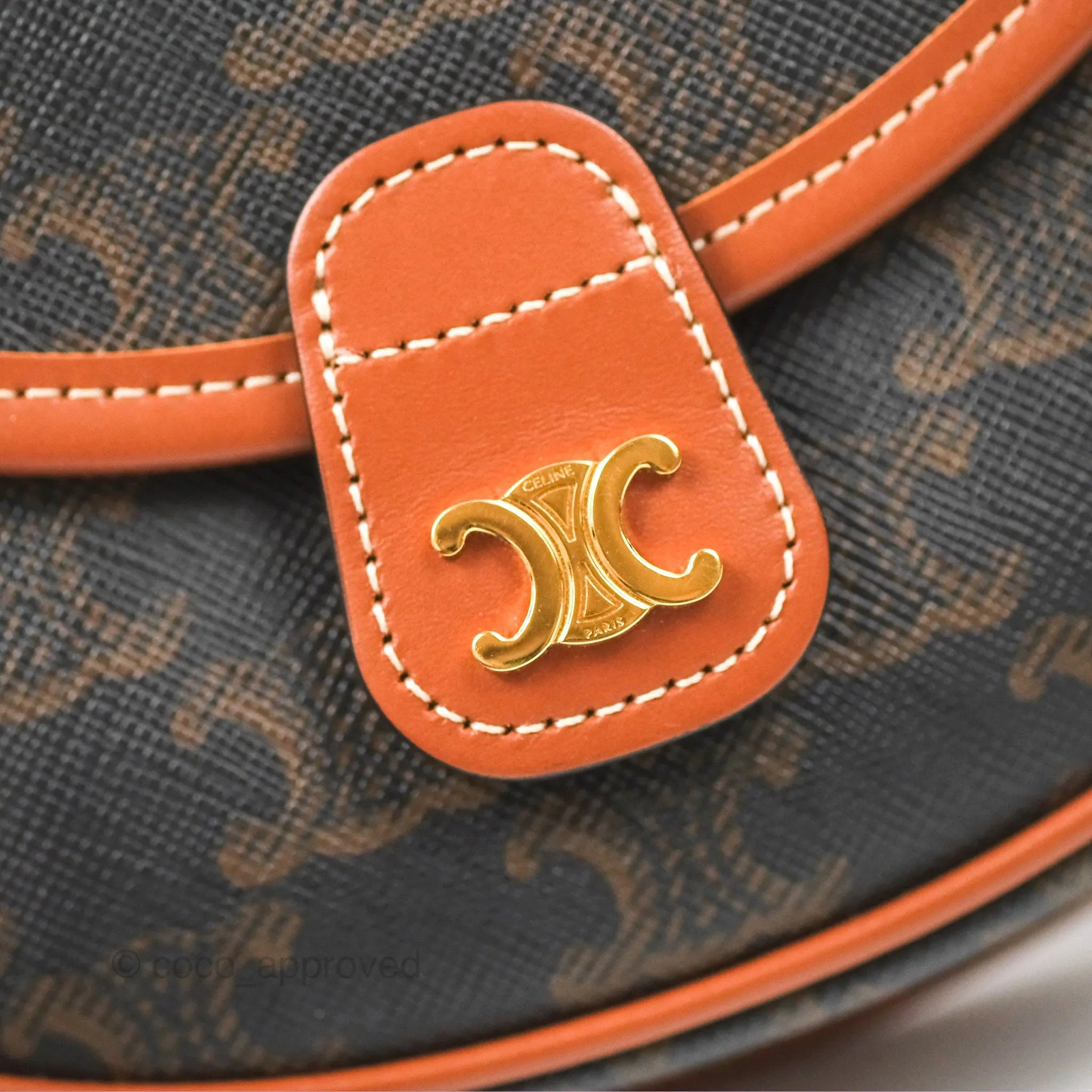 Celine Mini Besace Triomphe Canvas Calfskin Tan