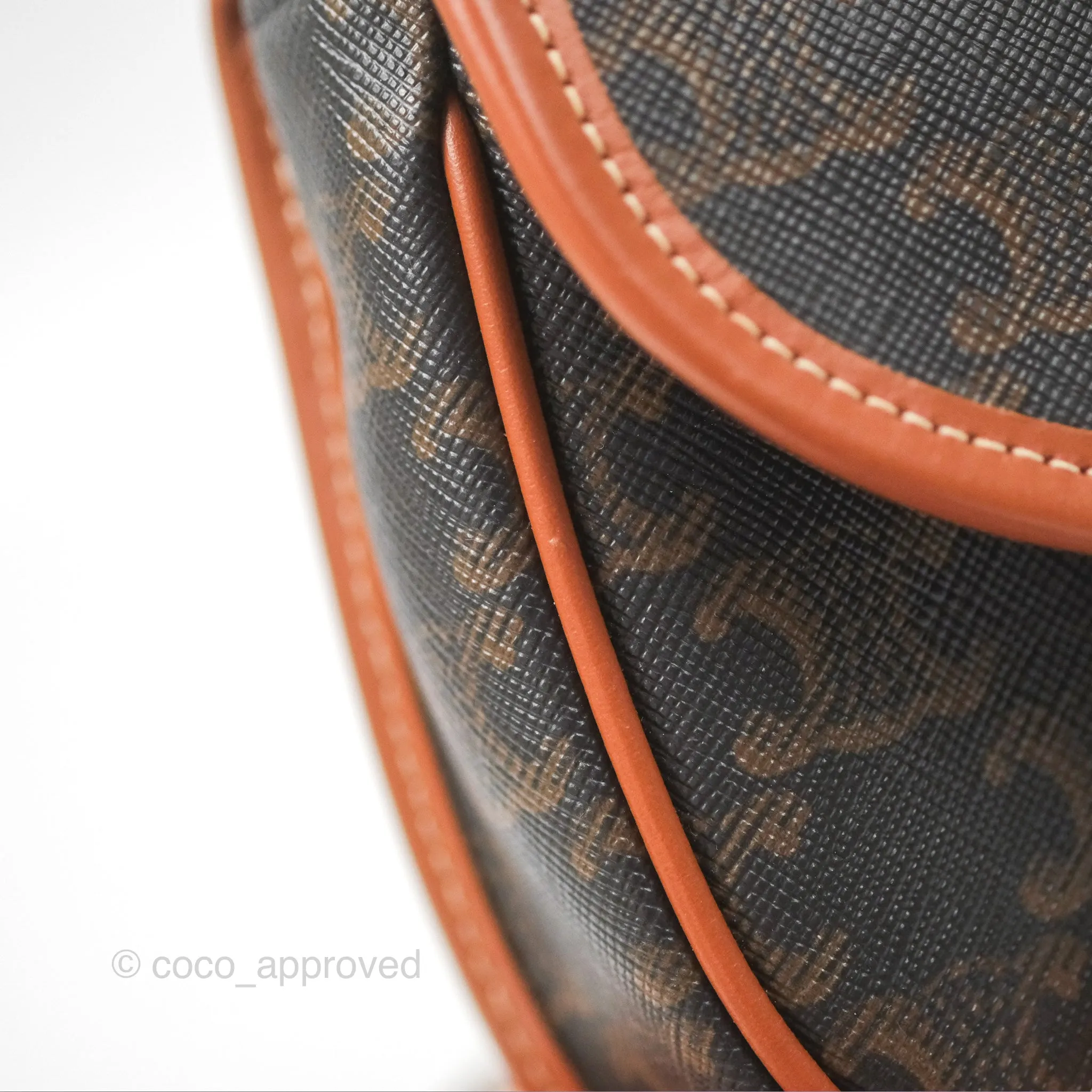 Celine Mini Besace Triomphe Canvas Calfskin Tan