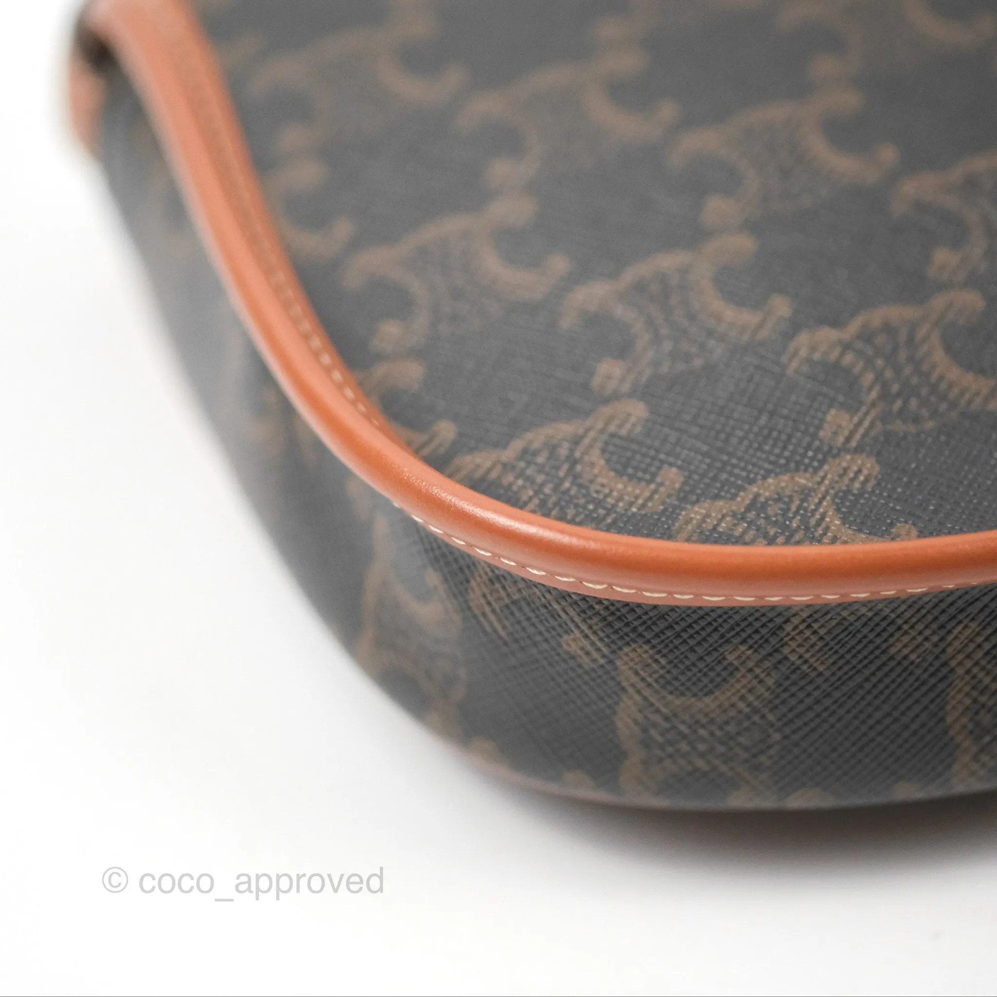 Celine Mini Besace Triomphe Canvas Calfskin Tan