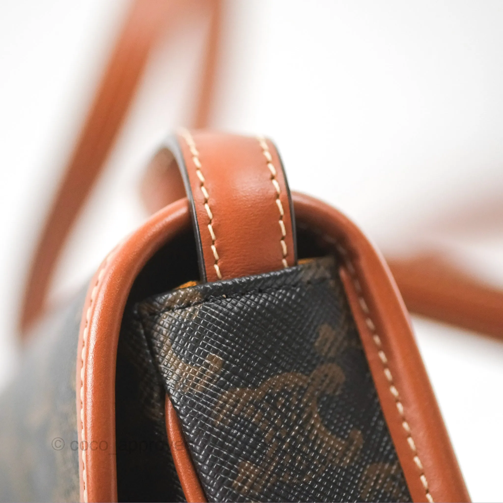 Celine Mini Besace Triomphe Canvas Calfskin Tan