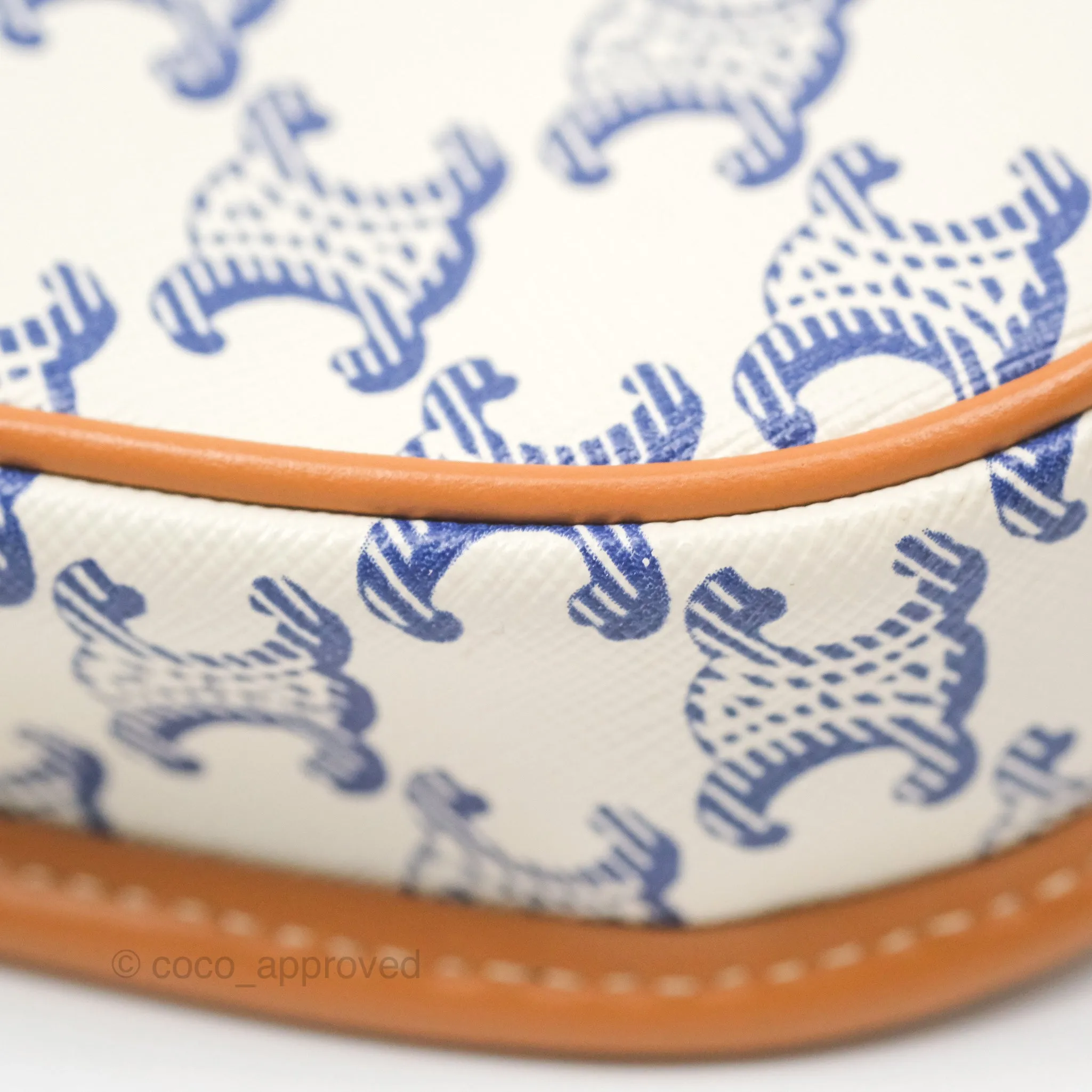 Celine Mini Besace Triomphe Embroidery Calfskin White/ Blue