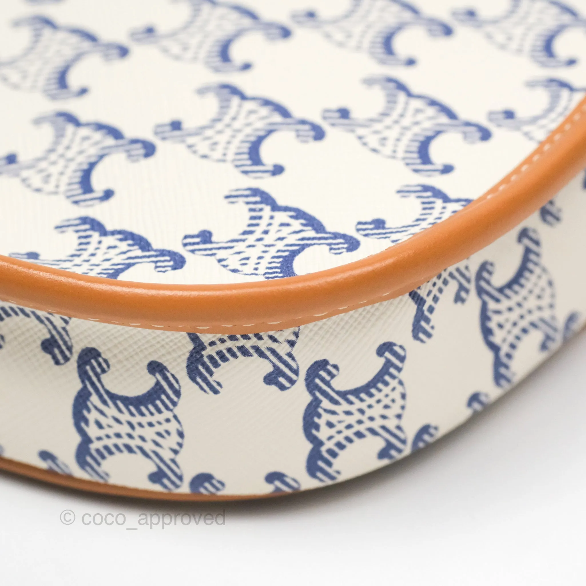Celine Mini Besace Triomphe Embroidery Calfskin White/ Blue